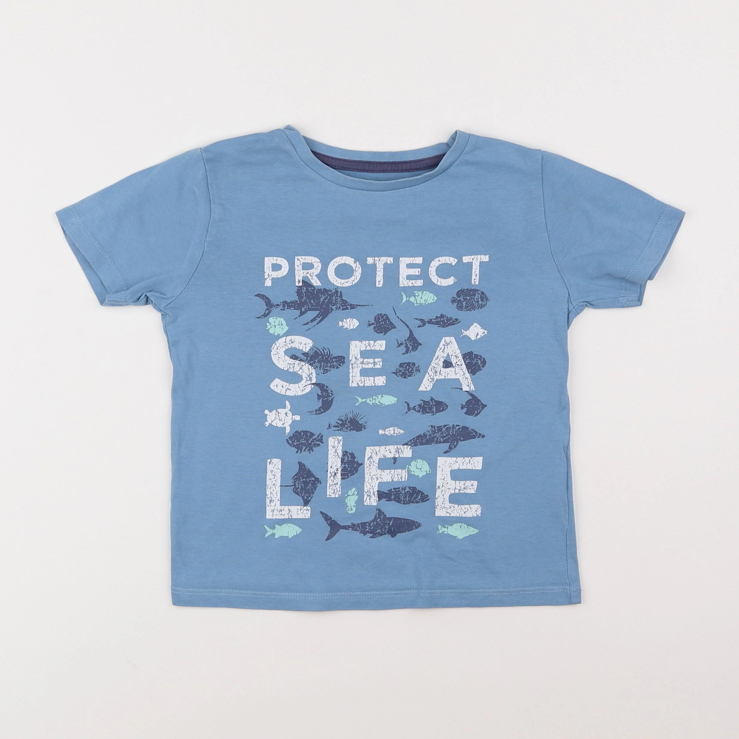 Vertbaudet - tee-shirt bleu - 5 ans