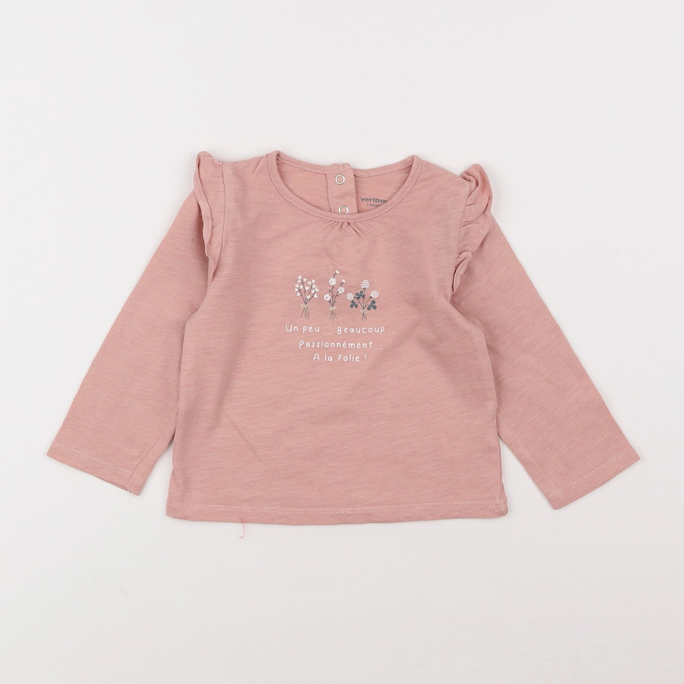 Vertbaudet - tee-shirt rose - 12 mois