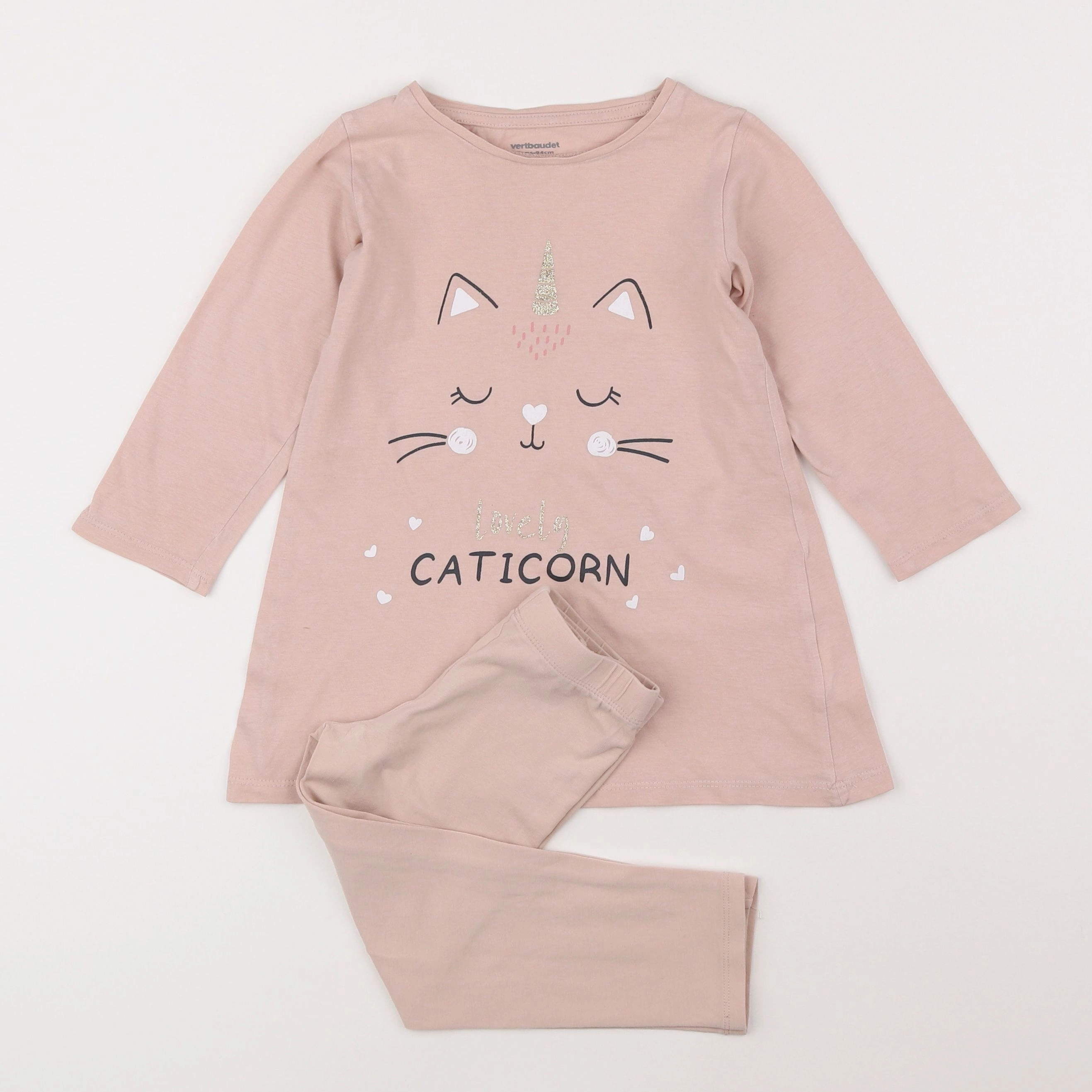 Vertbaudet - pyjama coton rose - 3 ans