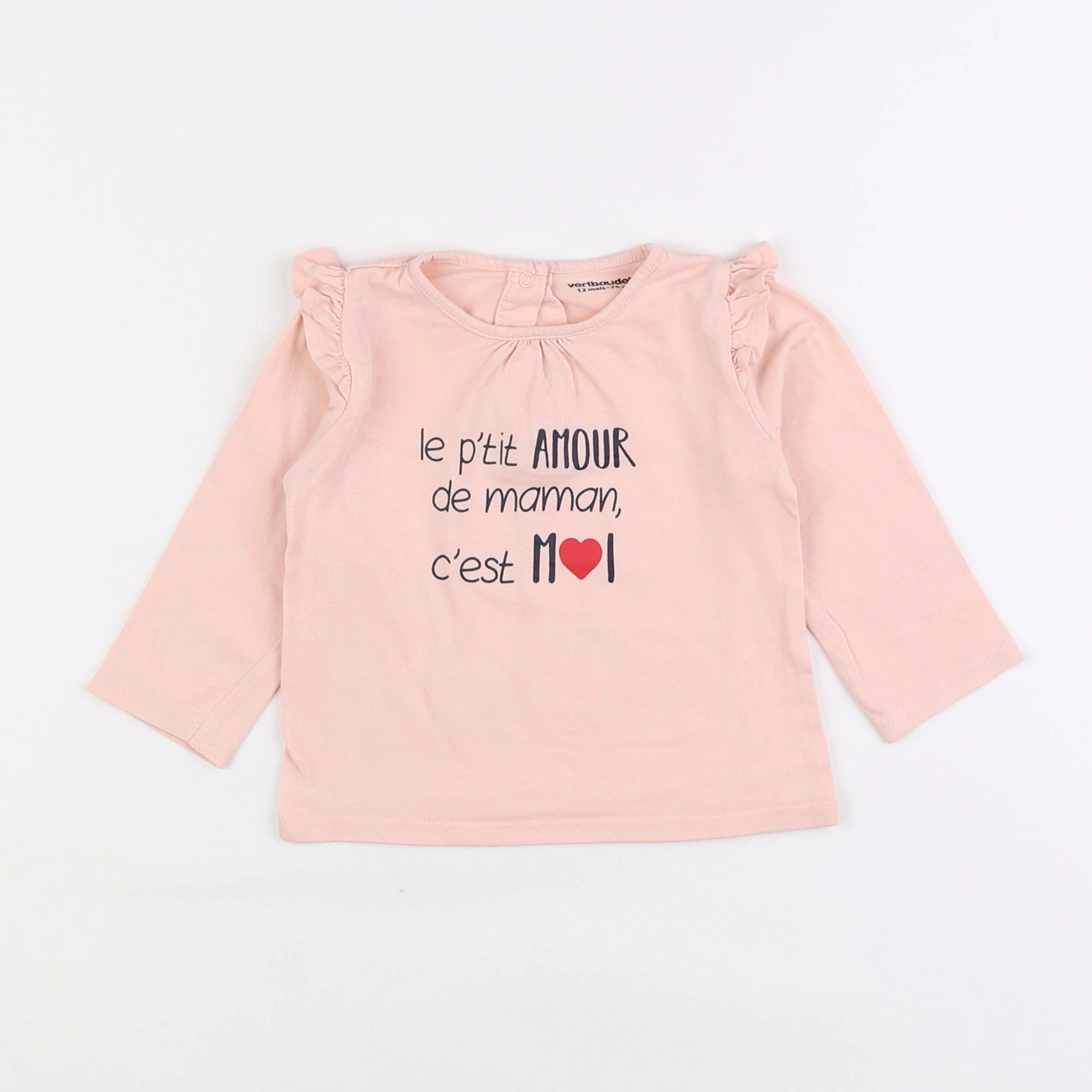 Vertbaudet - tee-shirt rose - 12 mois