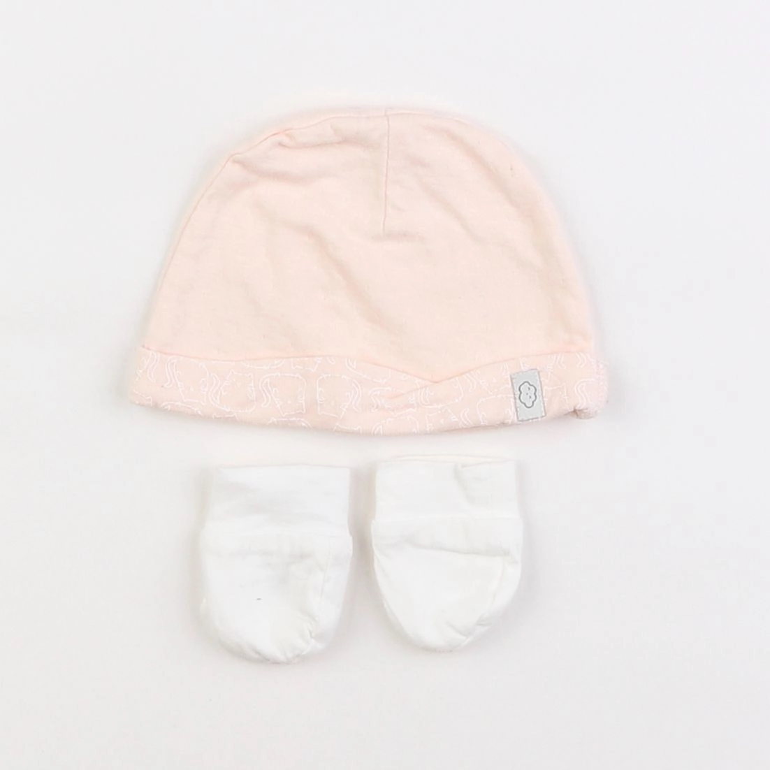 Vertbaudet - ensemble bonnet/moufles rose - 0 mois