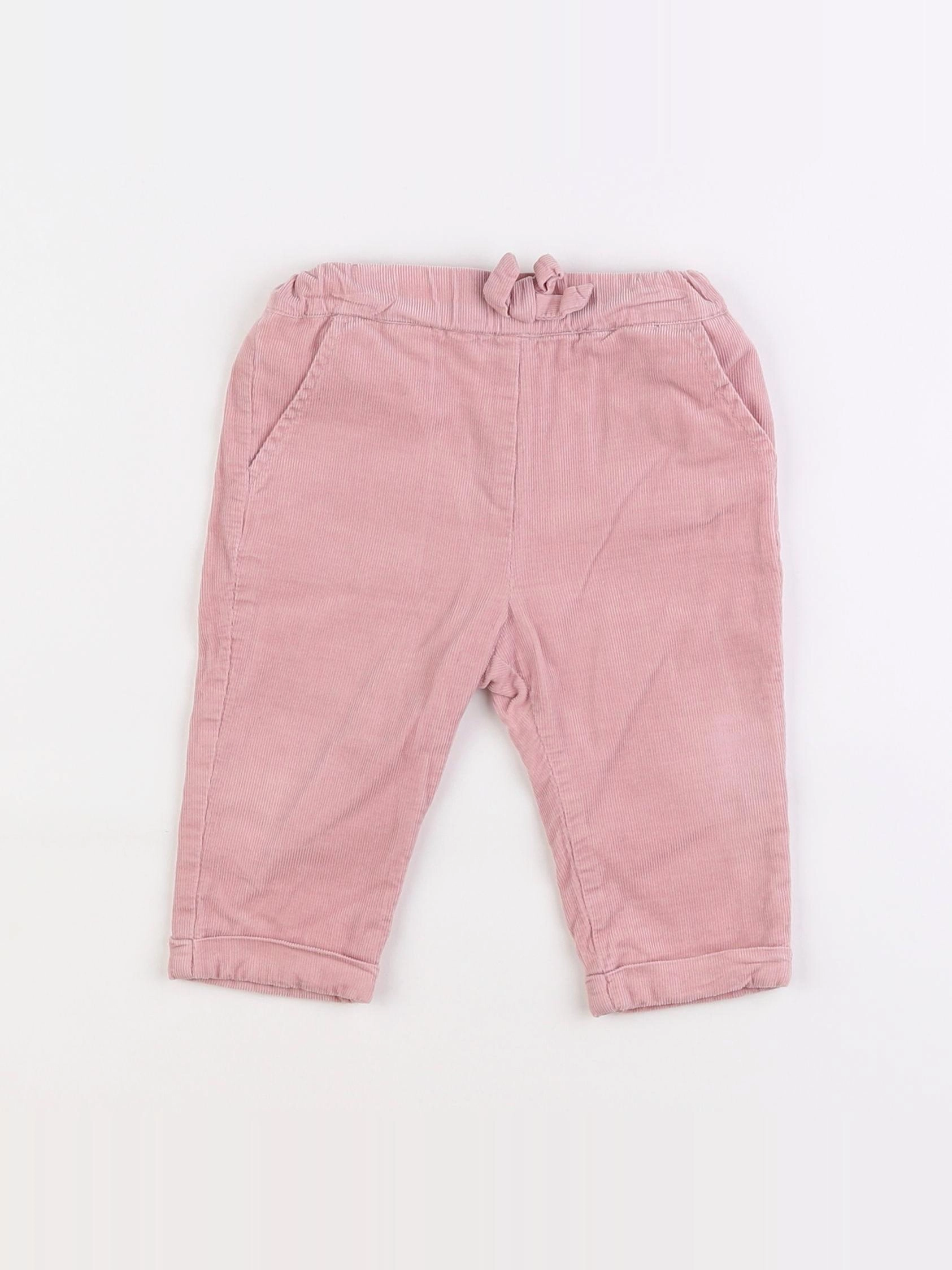 Vertbaudet - pantalon doublé rose - 9 mois