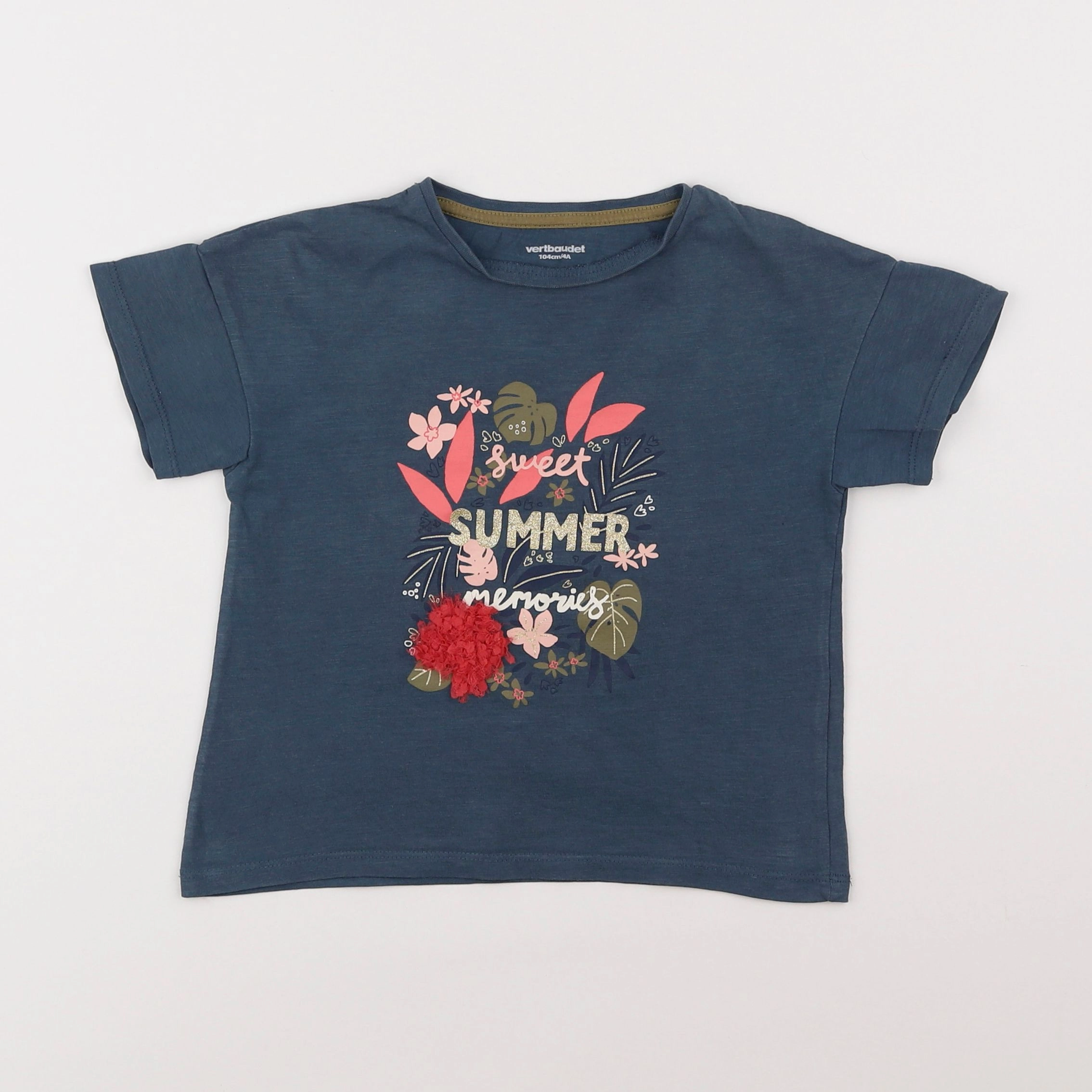 Vertbaudet - tee-shirt bleu - 4 ans