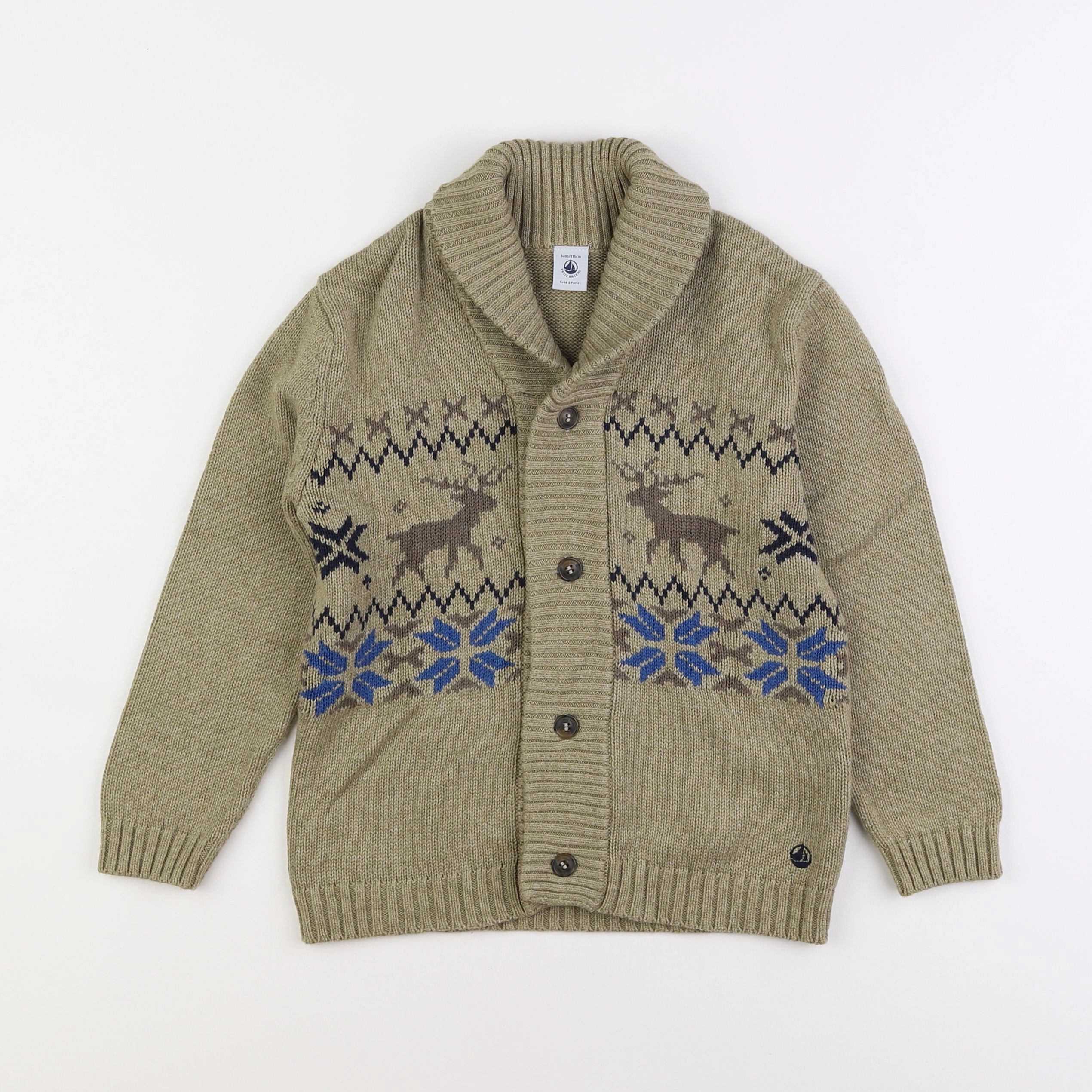 Petit Bateau - gilet vert - 6 ans