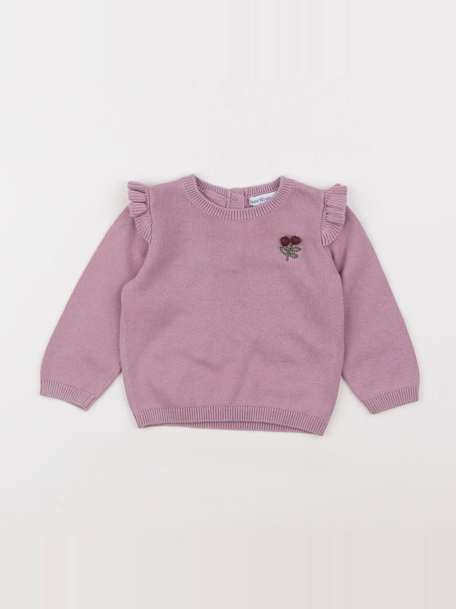 Vertbaudet - pull violet - 3 mois