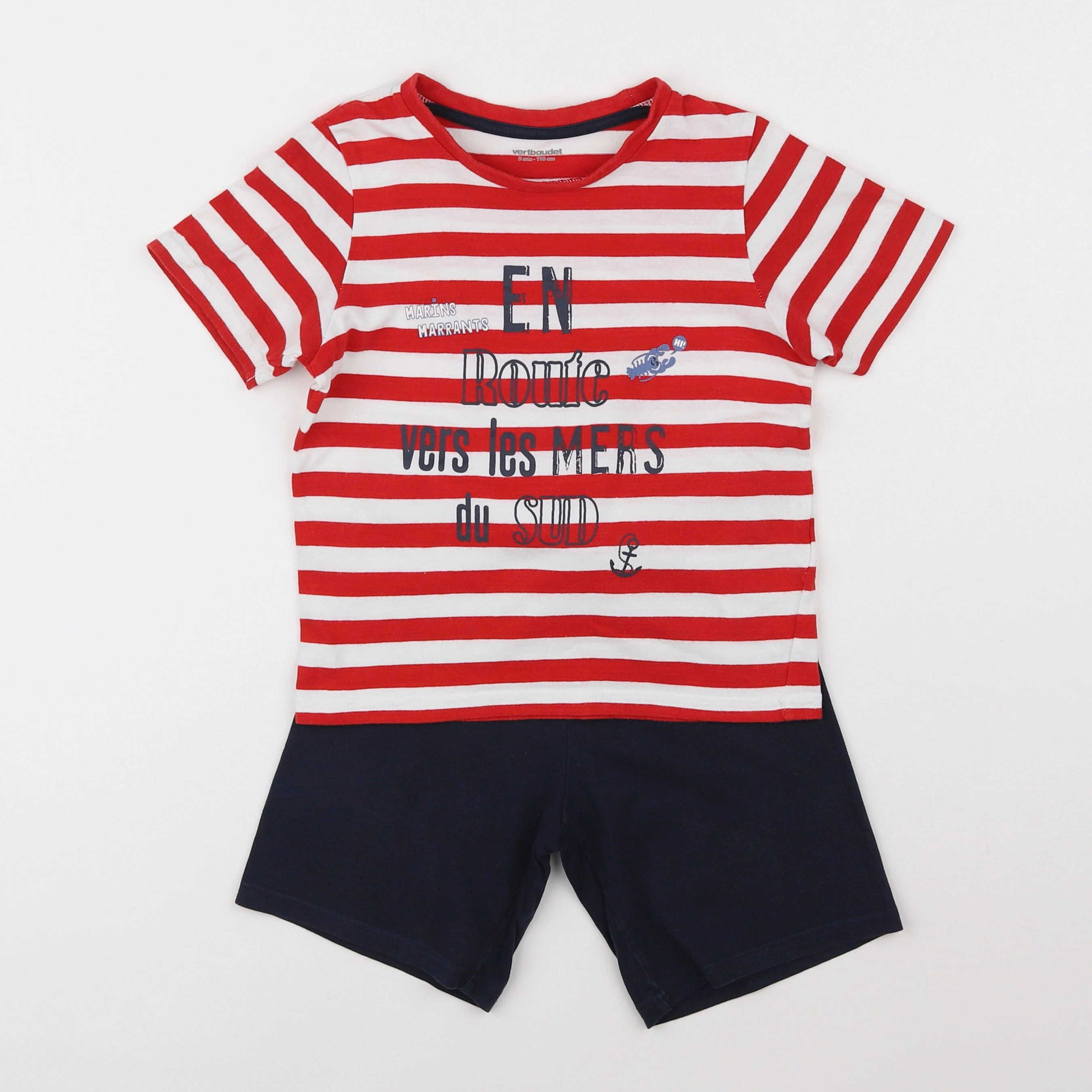 Vertbaudet - pyjama coton bleu, rouge - 5 ans