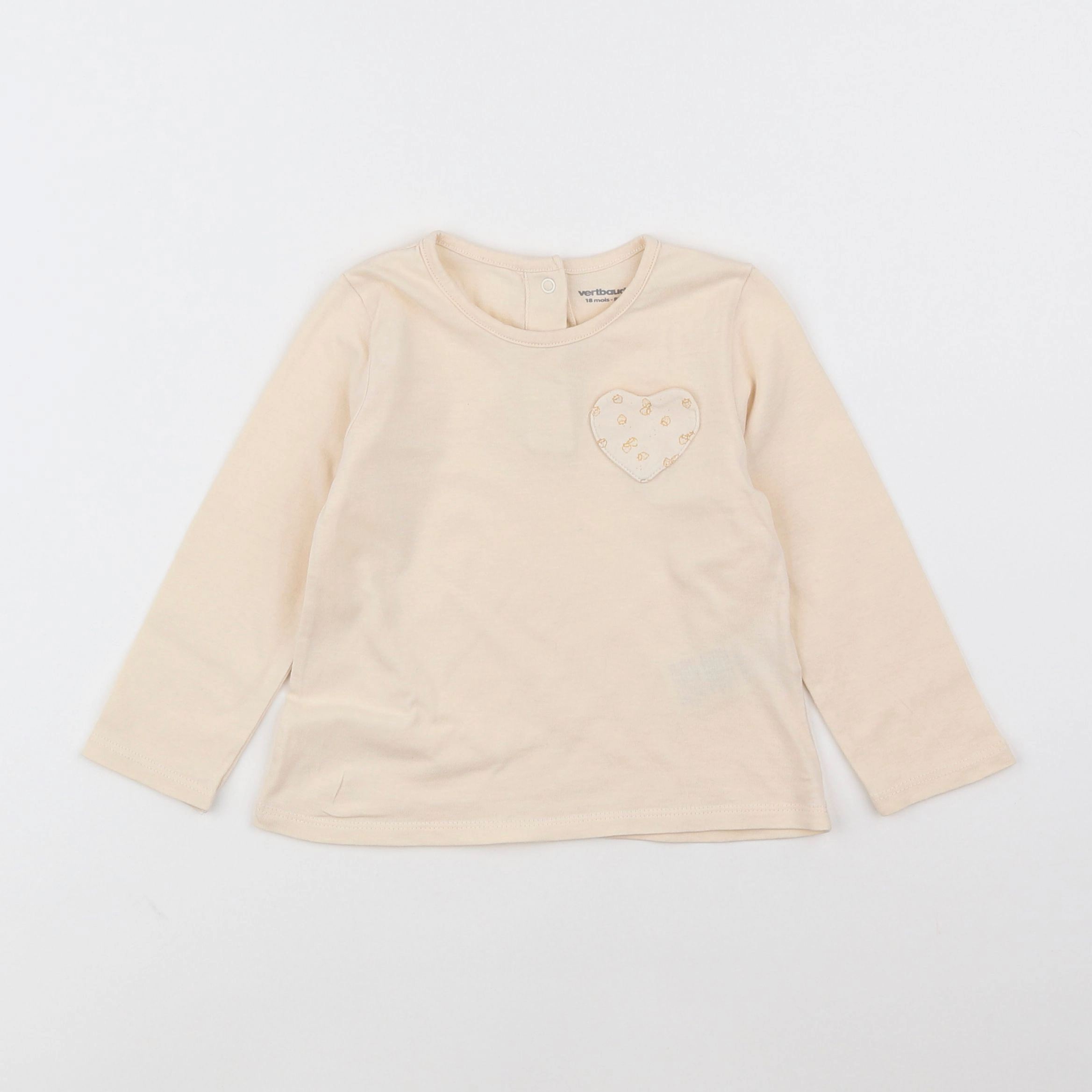 Vertbaudet - tee-shirt beige - 18 mois