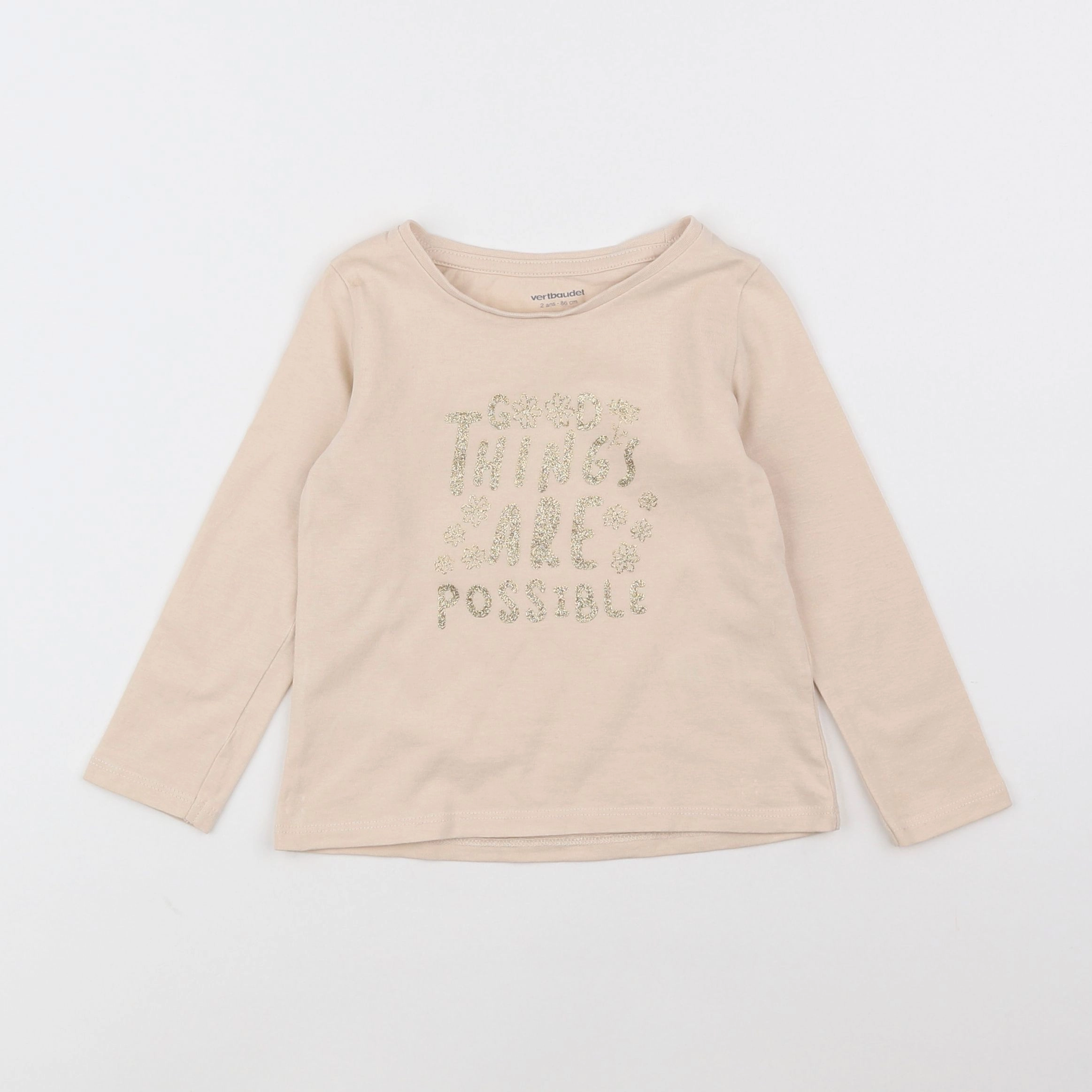 Vertbaudet - tee-shirt beige - 2 ans