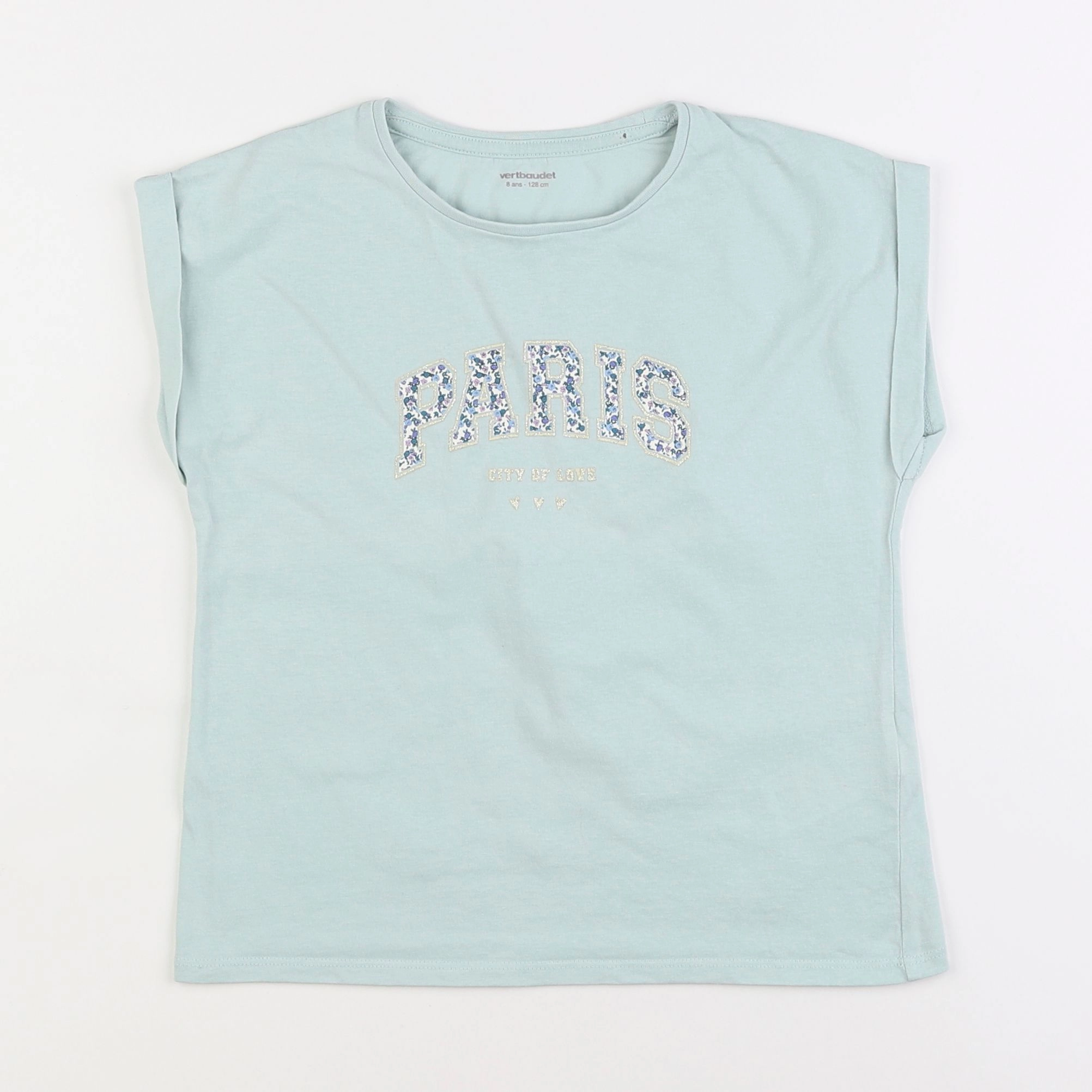 Vertbaudet - tee-shirt bleu - 8 ans