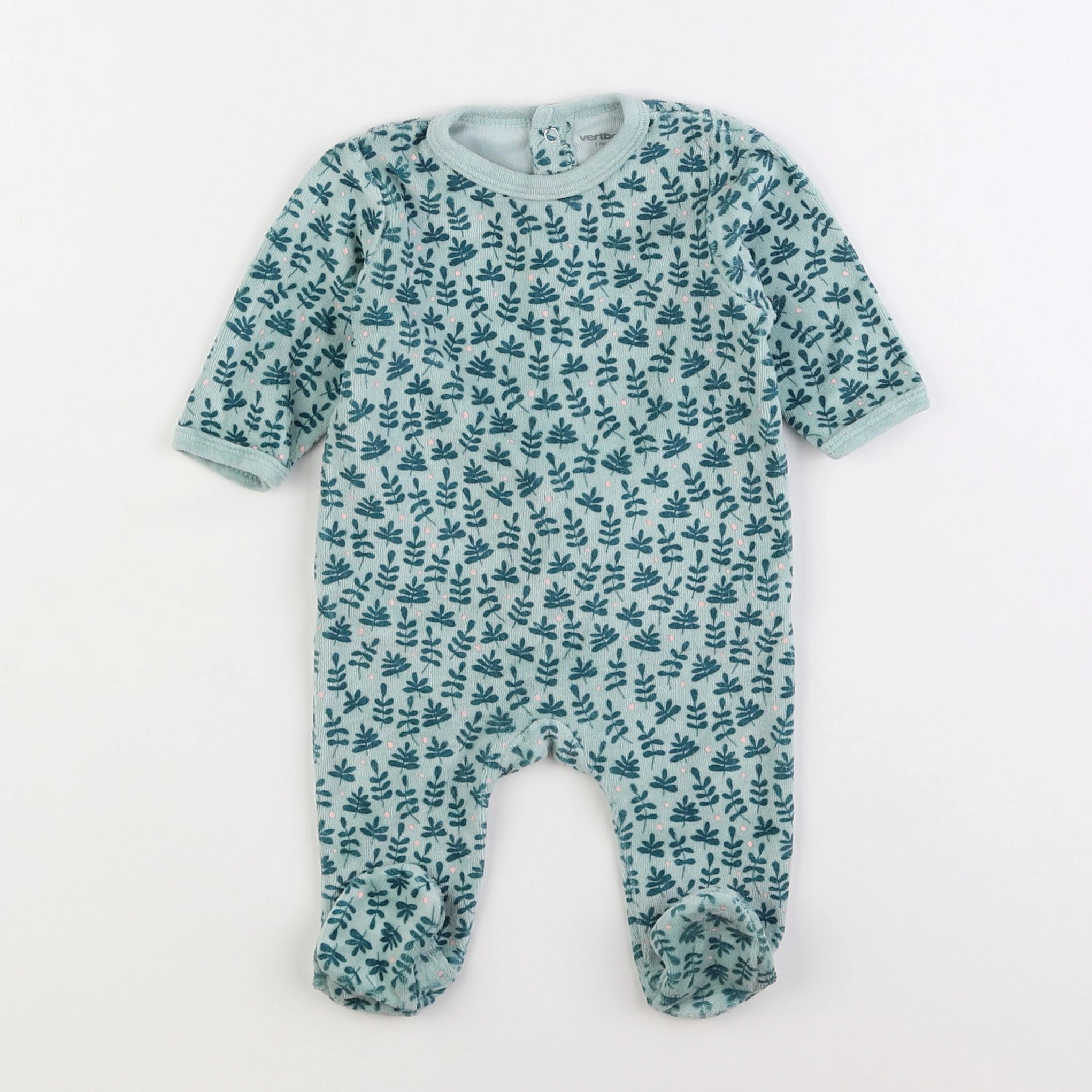 Vertbaudet - pyjama velours bleu - 3 mois