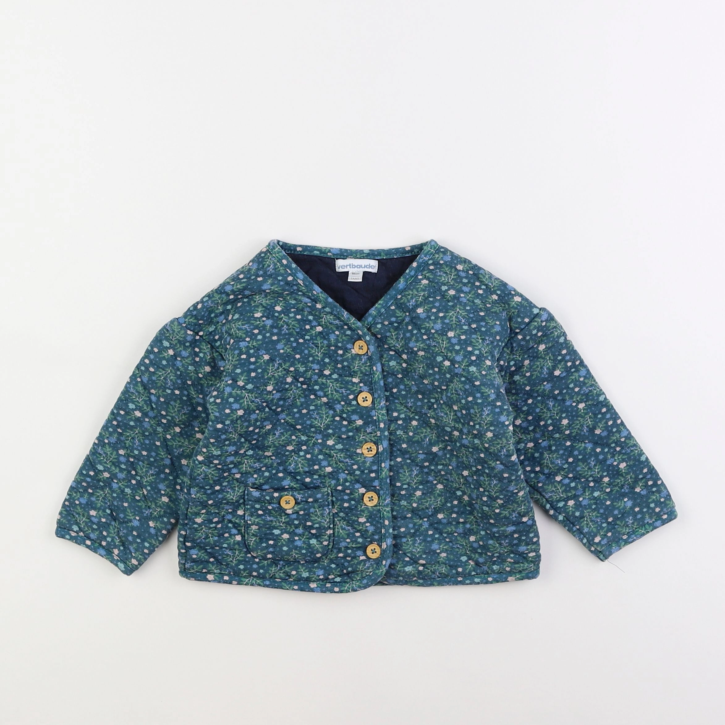 Vertbaudet - sweat bleu, vert - 2 ans