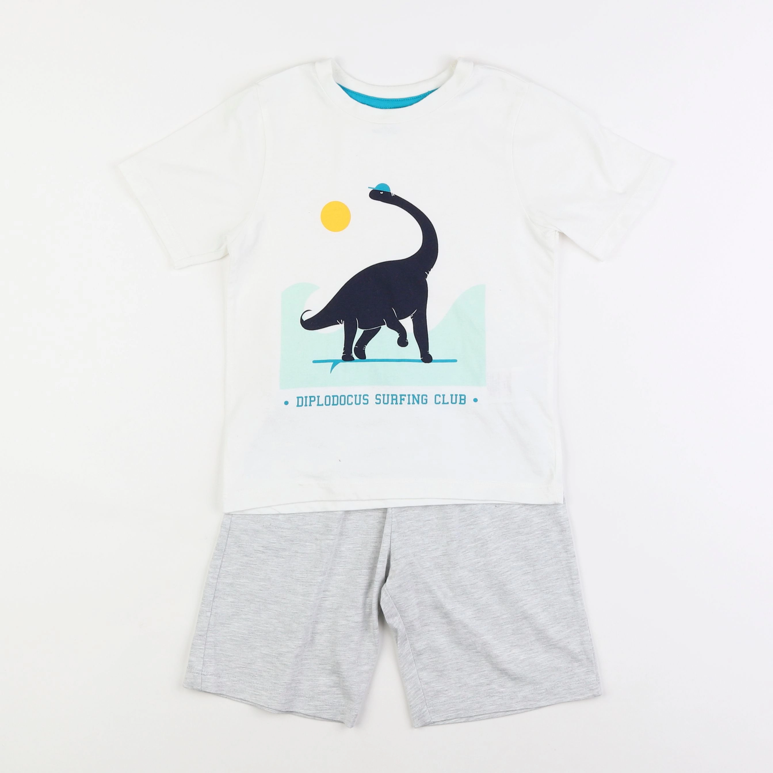 Vertbaudet - pyjama coton blanc, gris - 5 ans