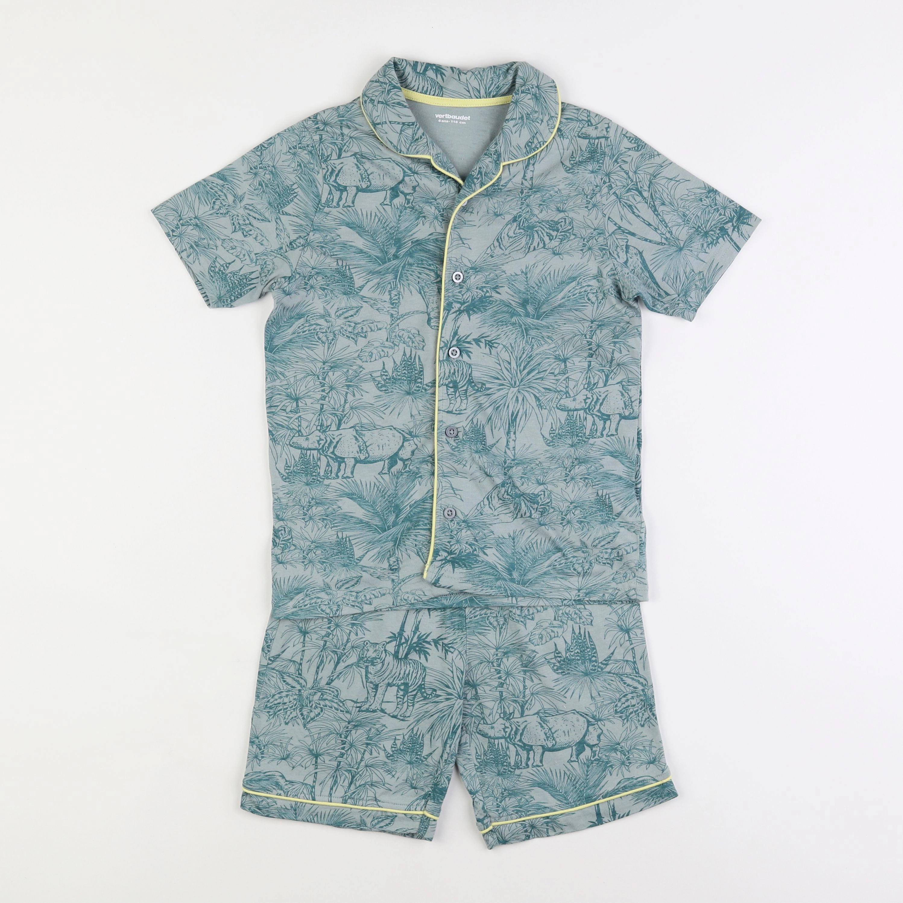 Vertbaudet - pyjama coton vert - 6 ans