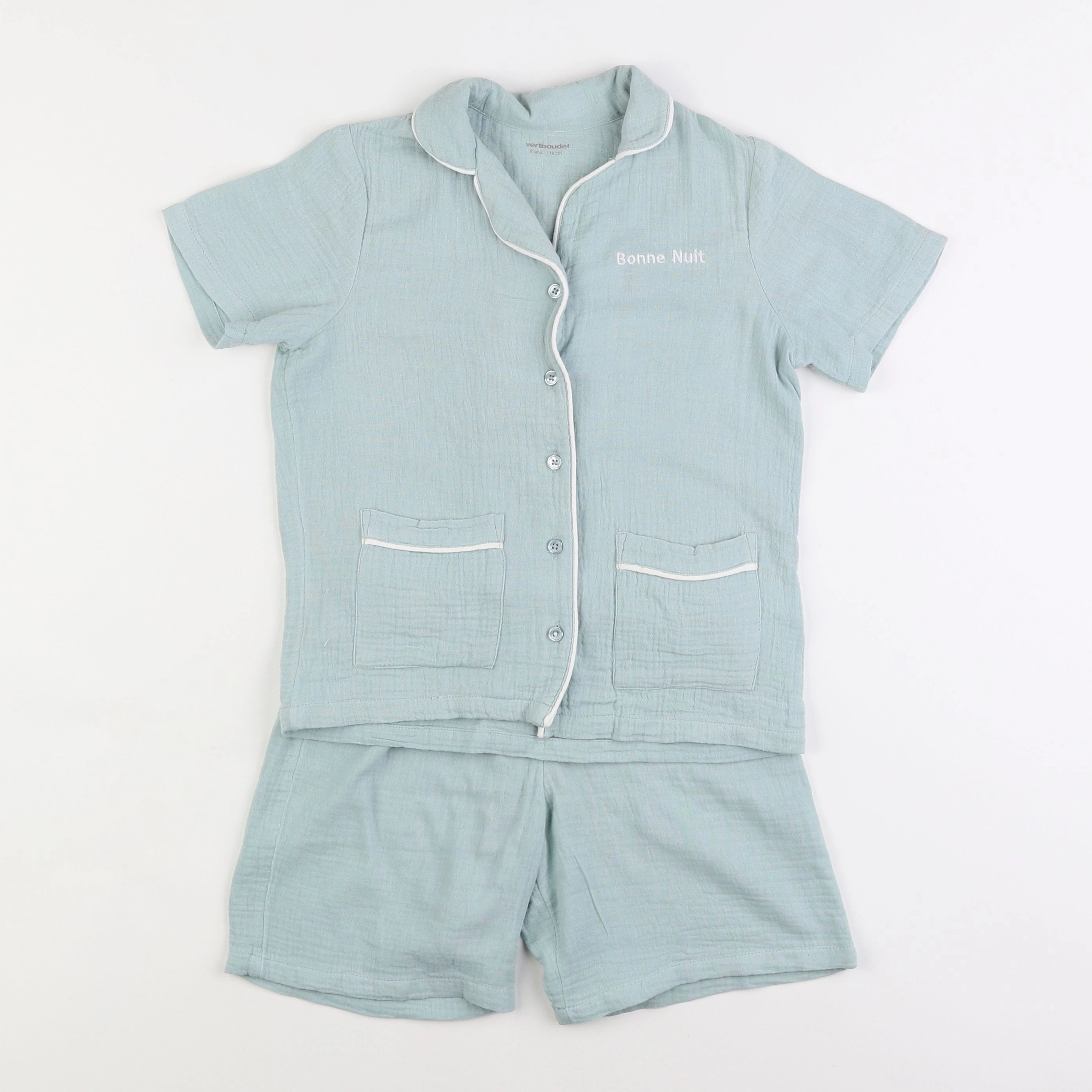 Vertbaudet - pyjama coton vert - 6 ans