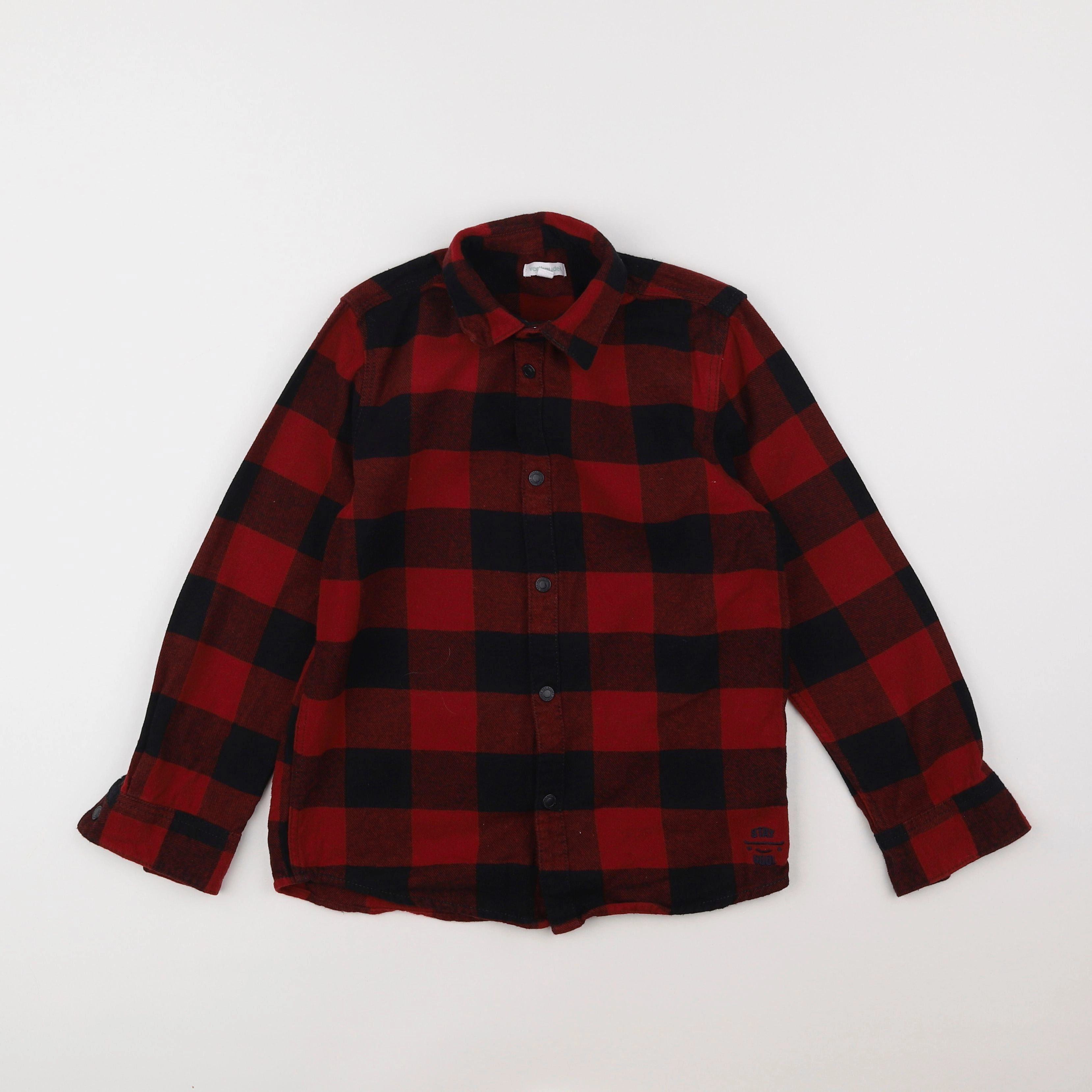 Vertbaudet - chemise rouge, noir - 10 ans