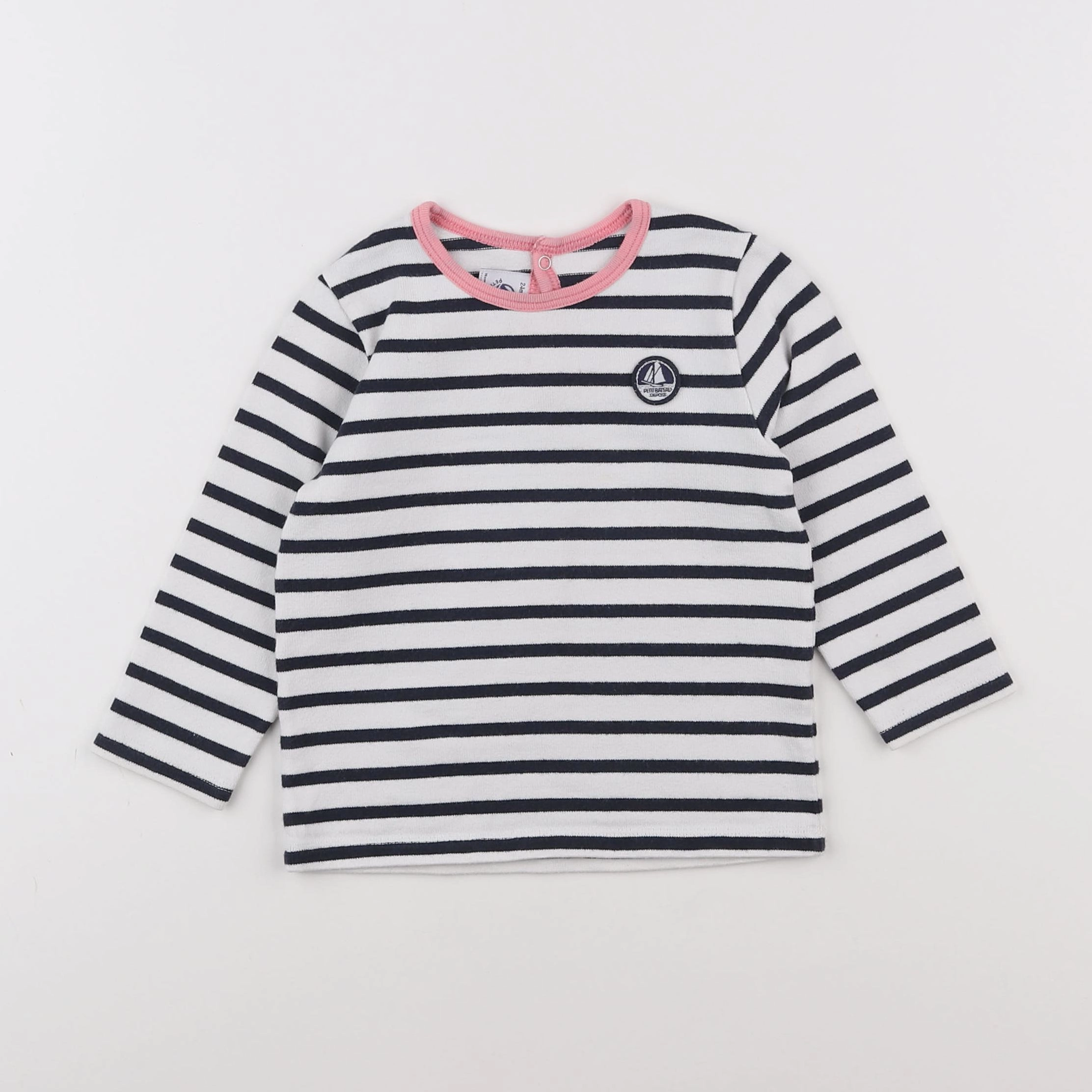 Petit Bateau - tee-shirt blanc, bleu - 2 ans