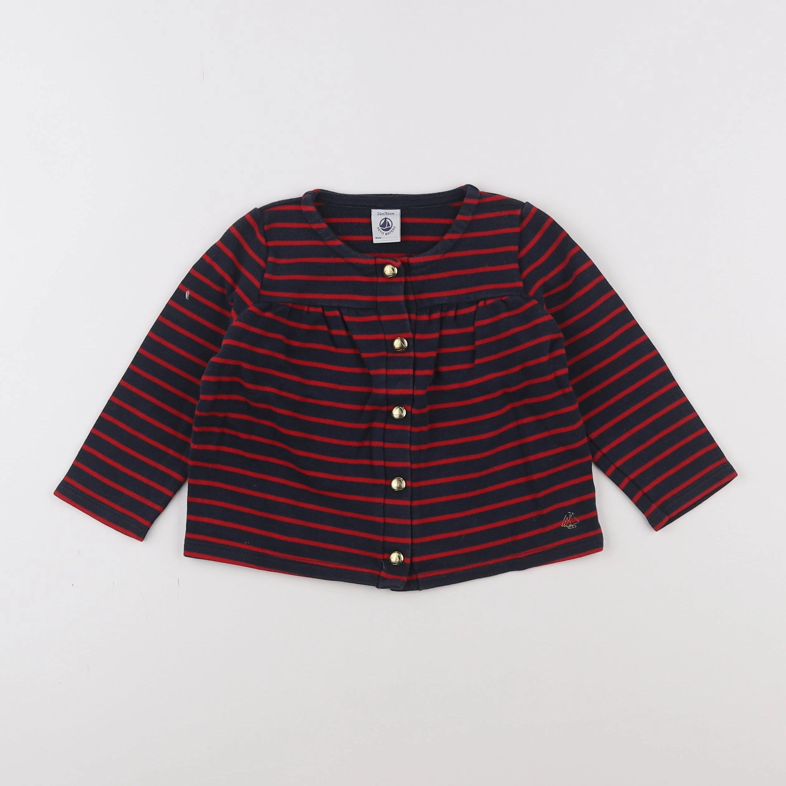 Petit Bateau - sweat rouge - 2 ans