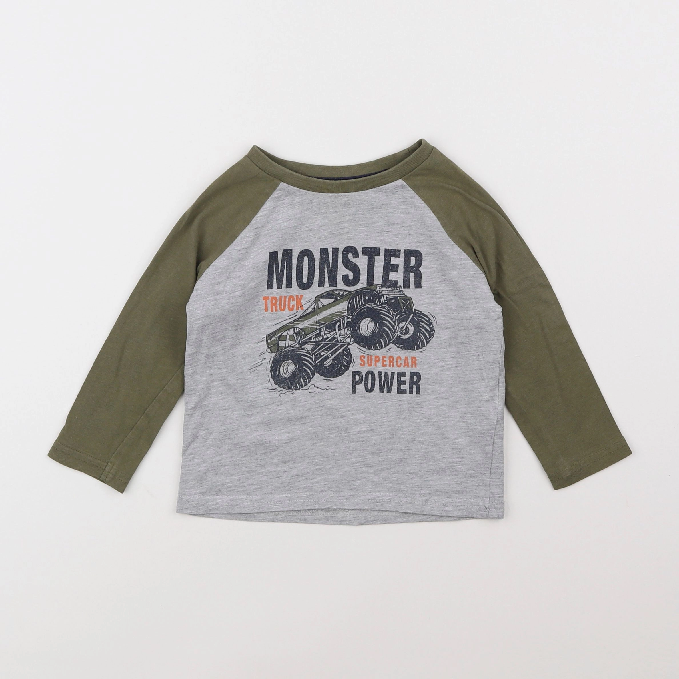 Vertbaudet - tee-shirt gris, vert - 2 ans