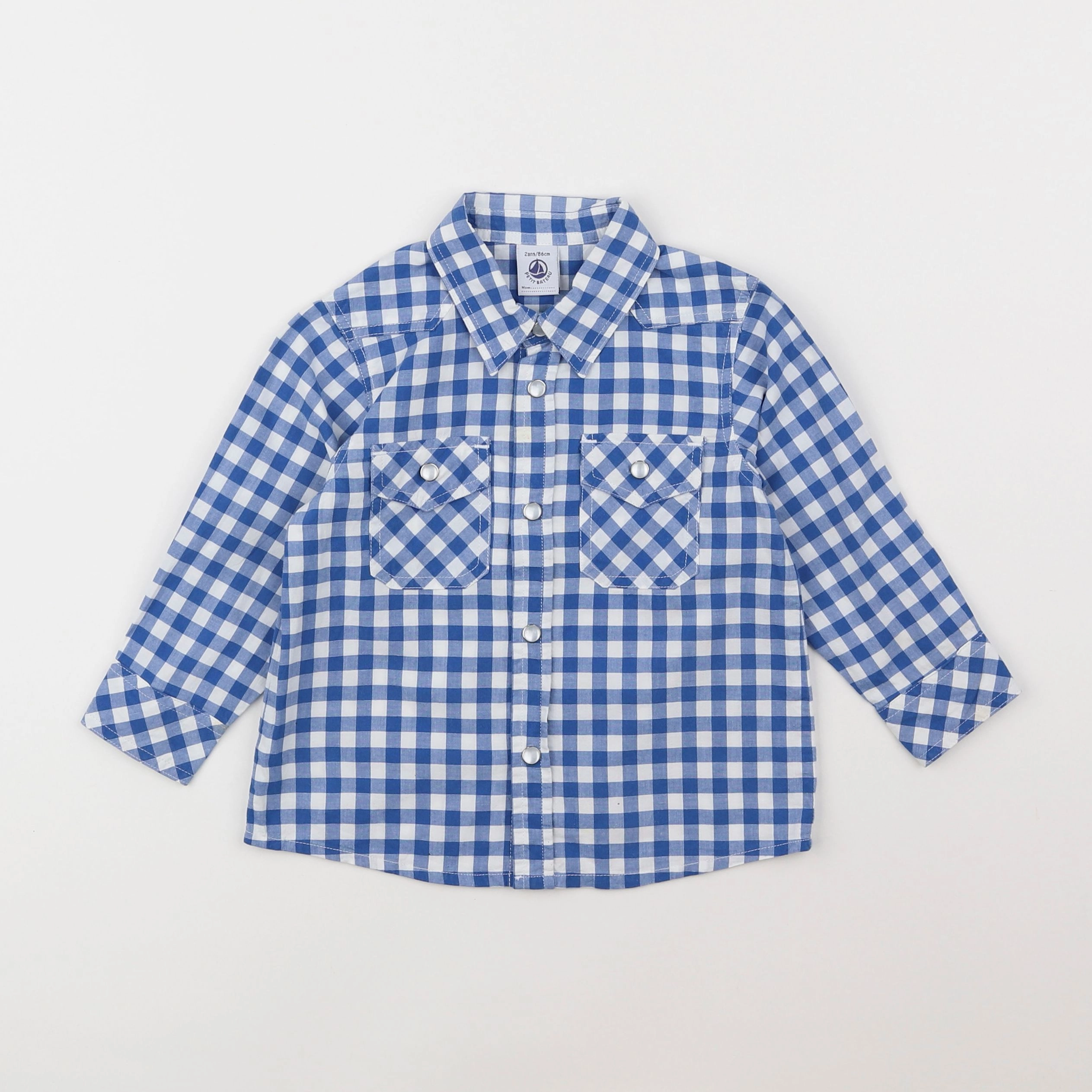 Petit Bateau - chemise bleu - 2 ans