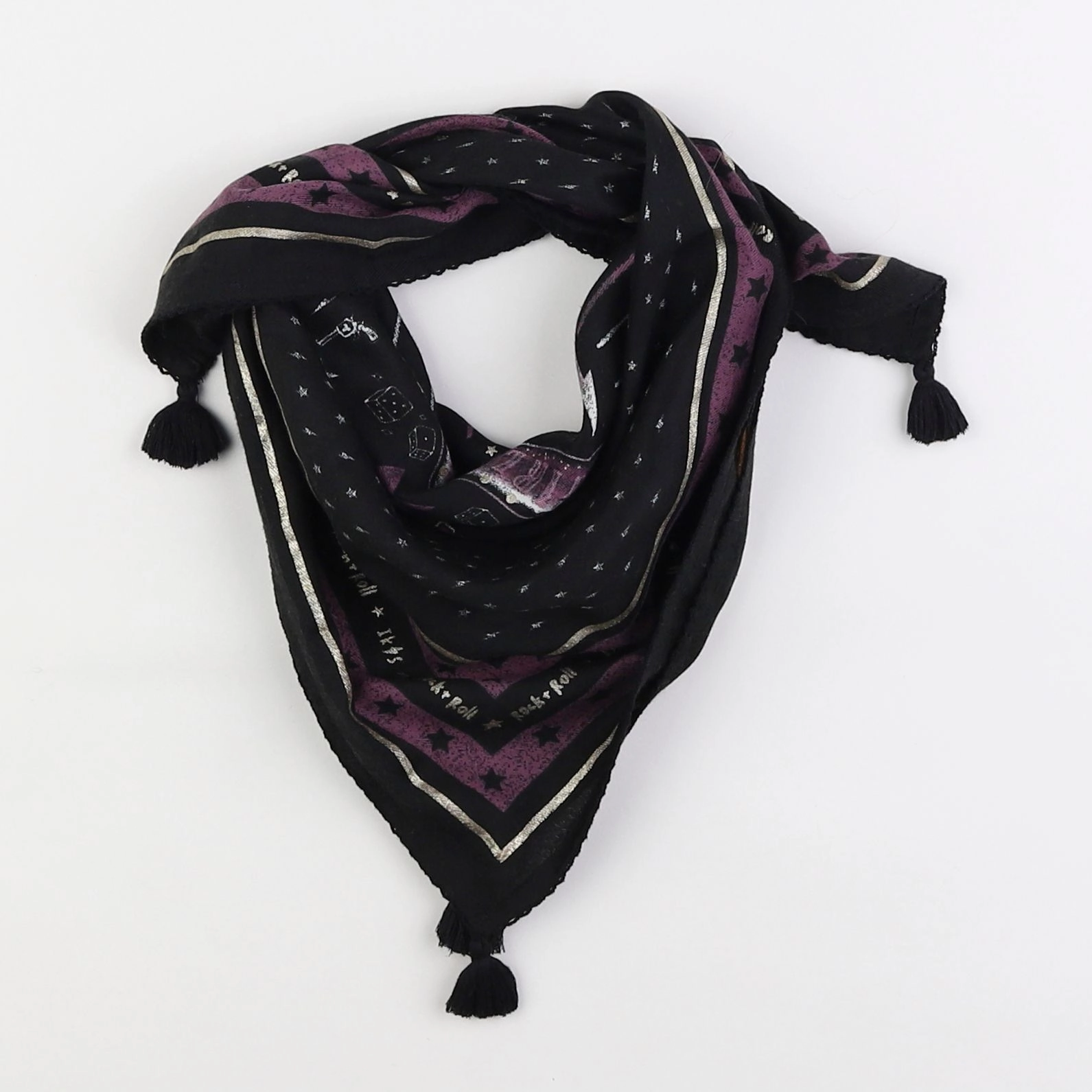 IKKS - foulard noir, violet - 12/14 ans