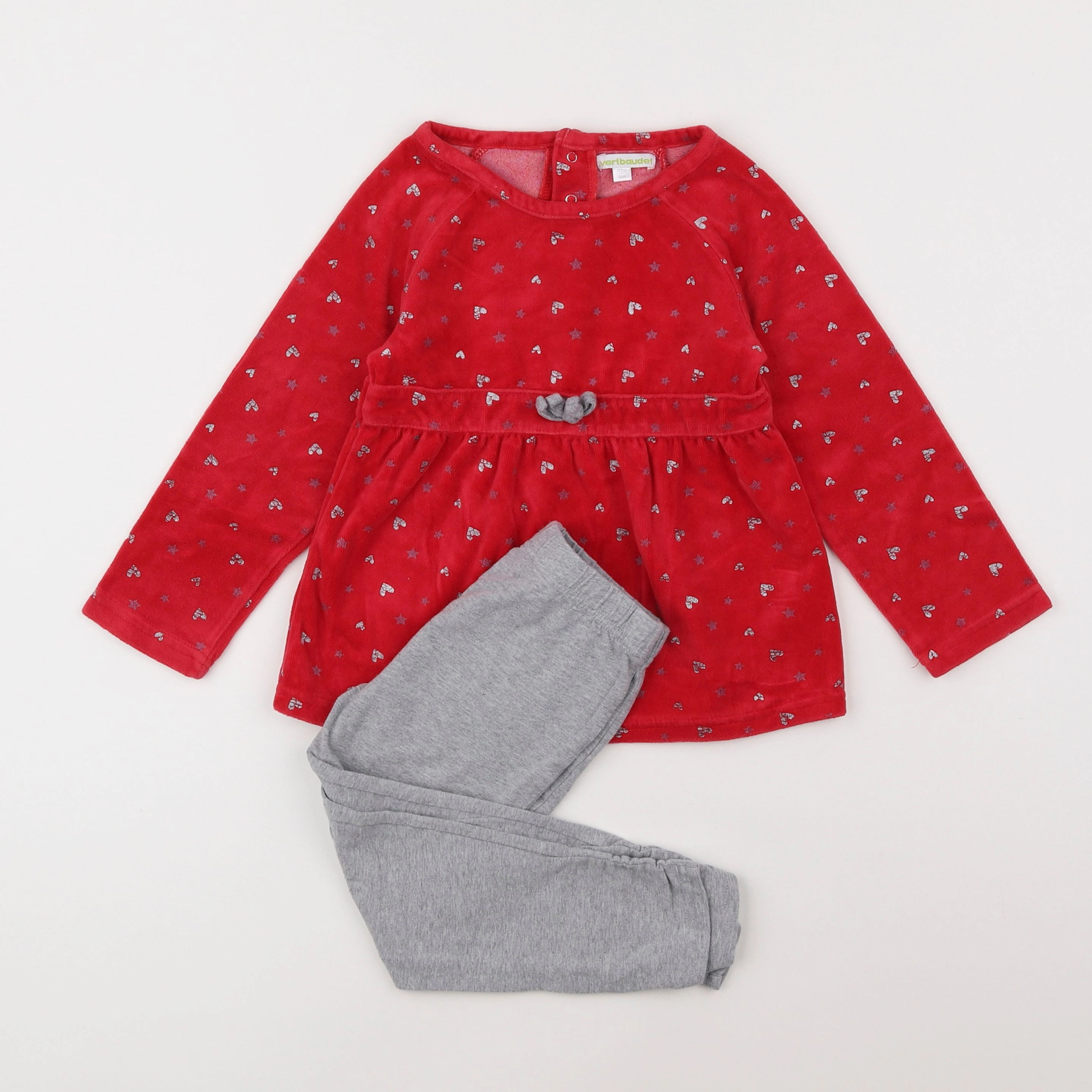 Vertbaudet - pyjama velours rouge - 4 ans