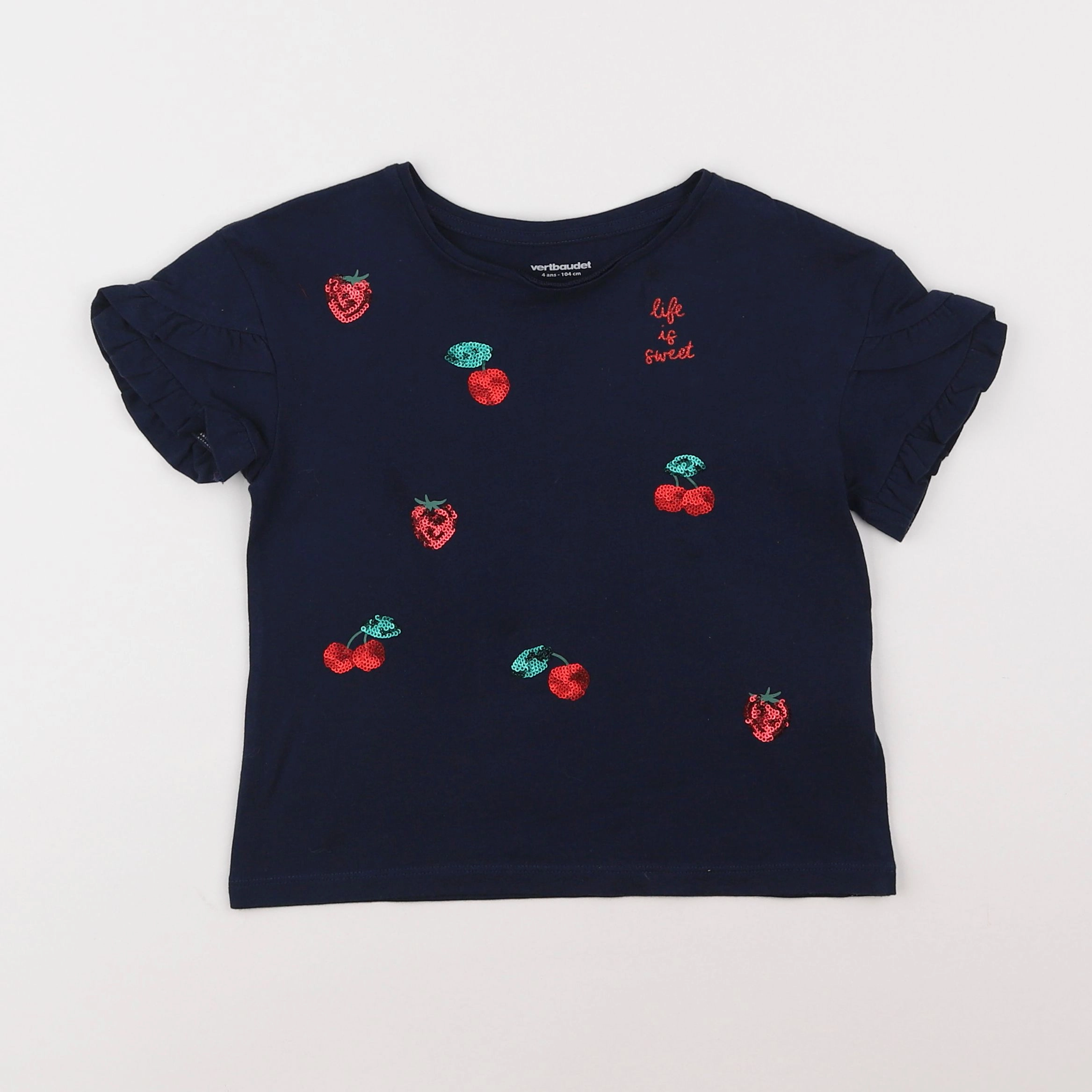 Vertbaudet - tee-shirt bleu - 4 ans