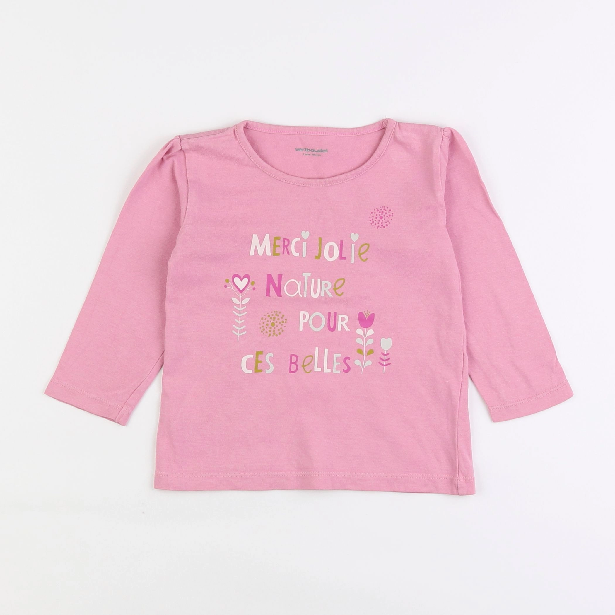 Vertbaudet - tee-shirt rose - 2 ans