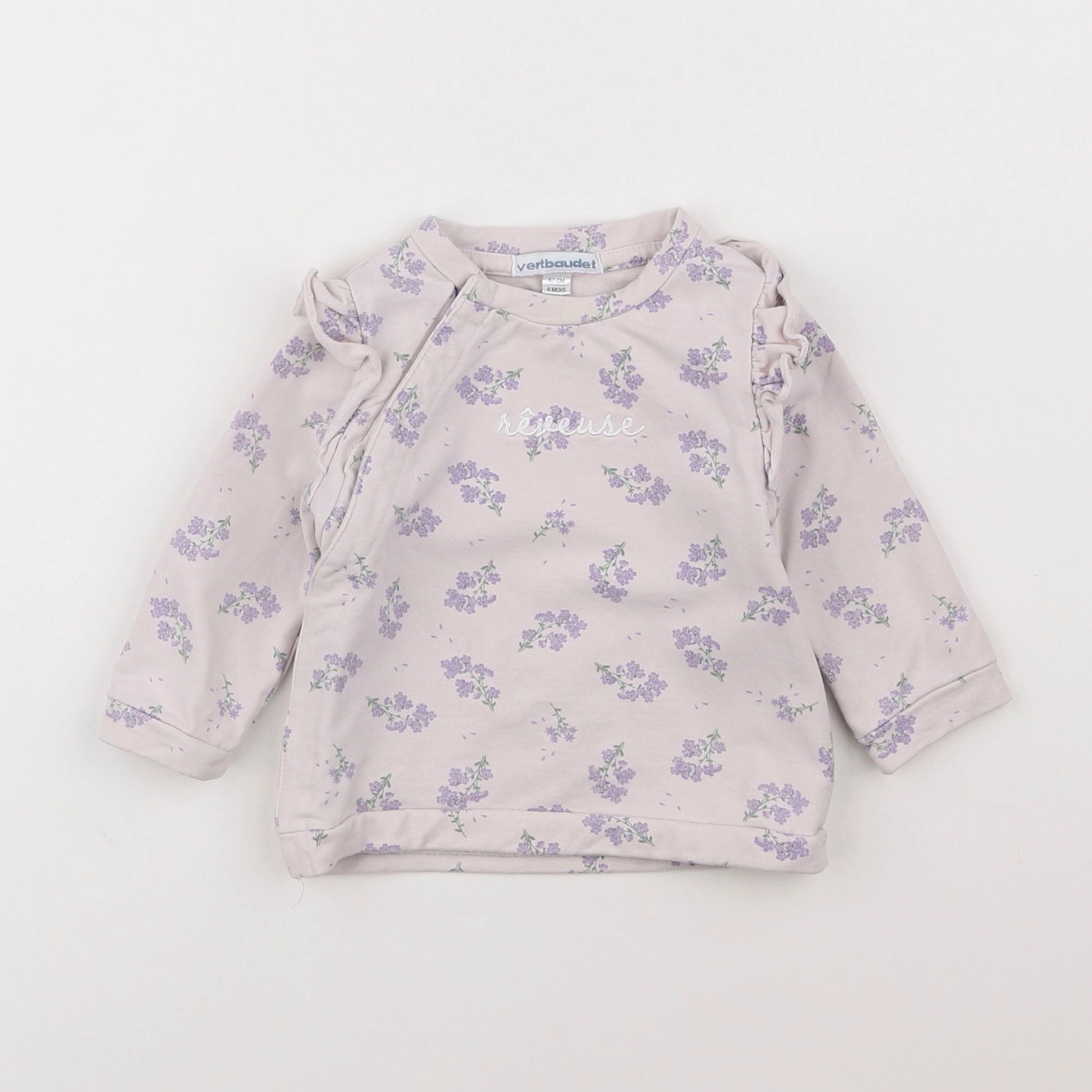 Vertbaudet - sweat violet - 6 mois