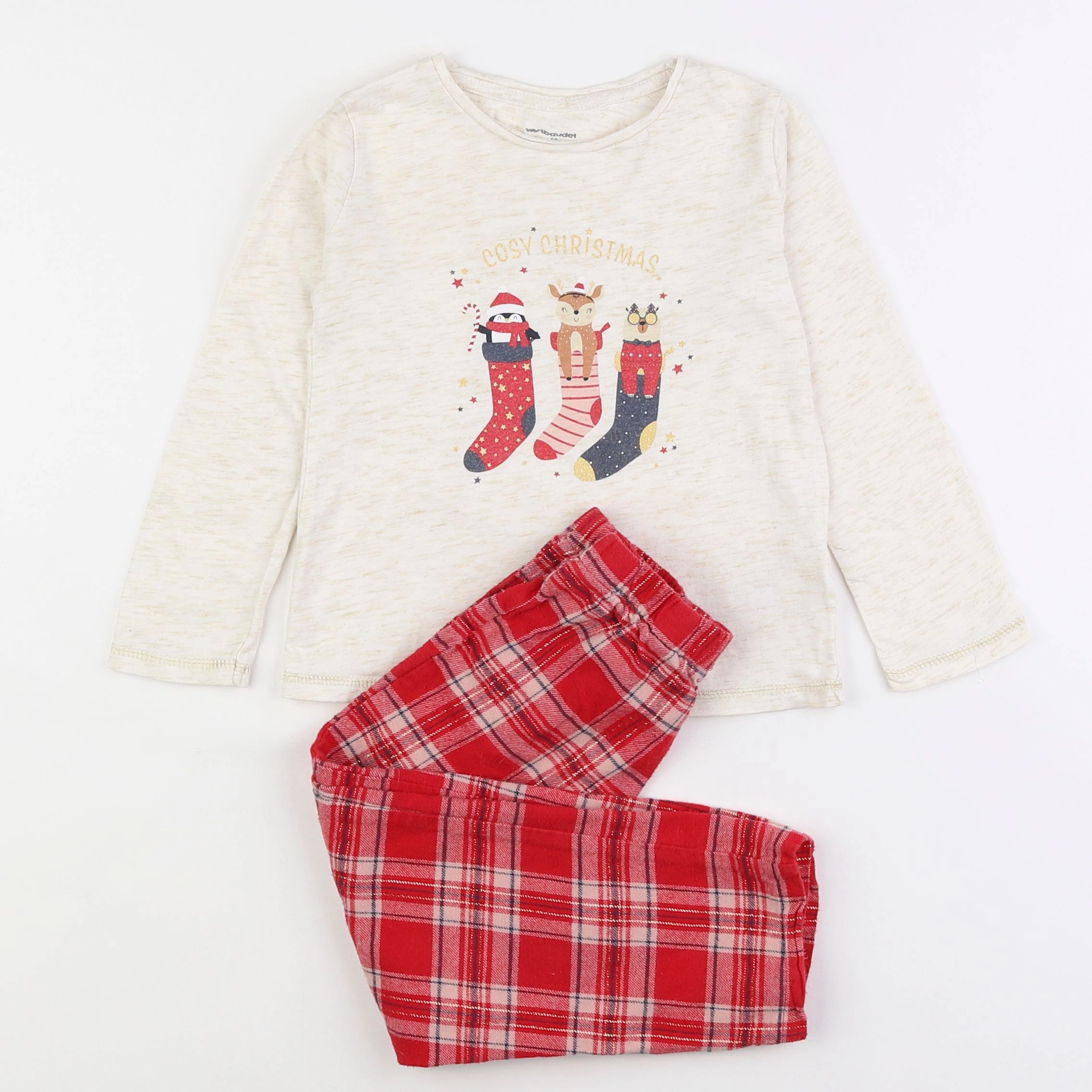 Vertbaudet - pyjama coton rouge - 4 ans