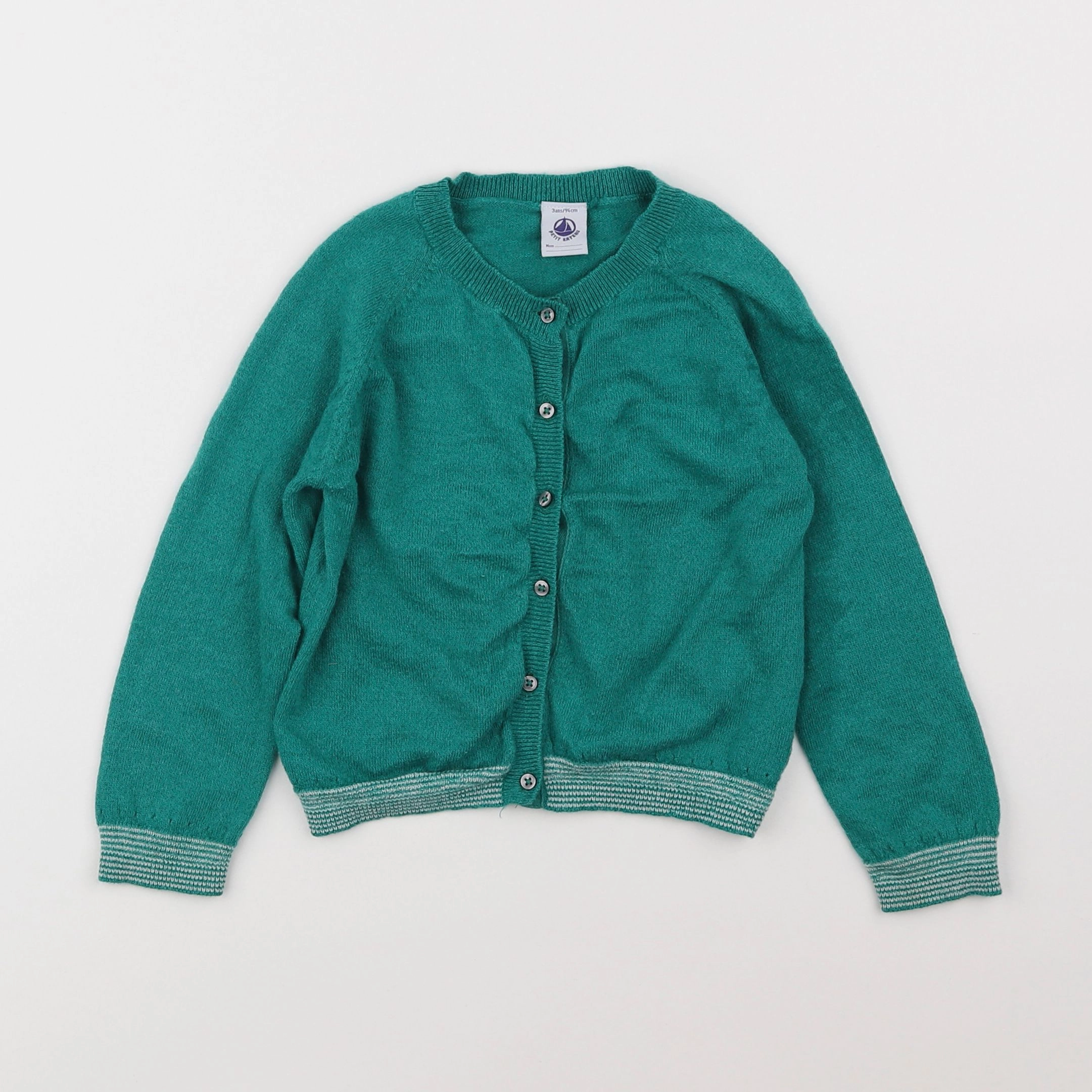 Petit Bateau - gilet vert - 3 ans