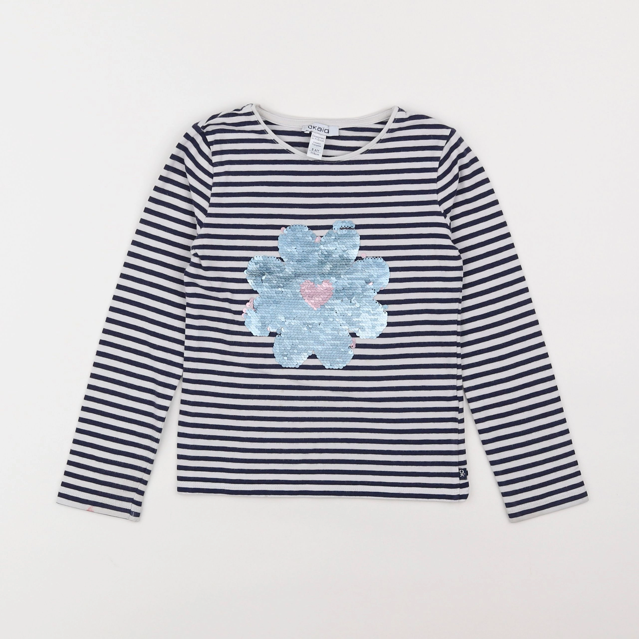 Okaidi - tee-shirt bleu, blanc - 6 ans