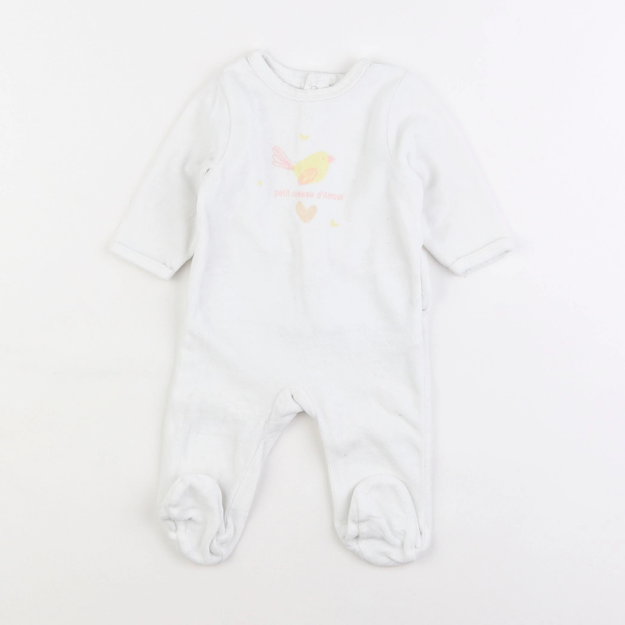 Vertbaudet - pyjama velours blanc - 3 mois