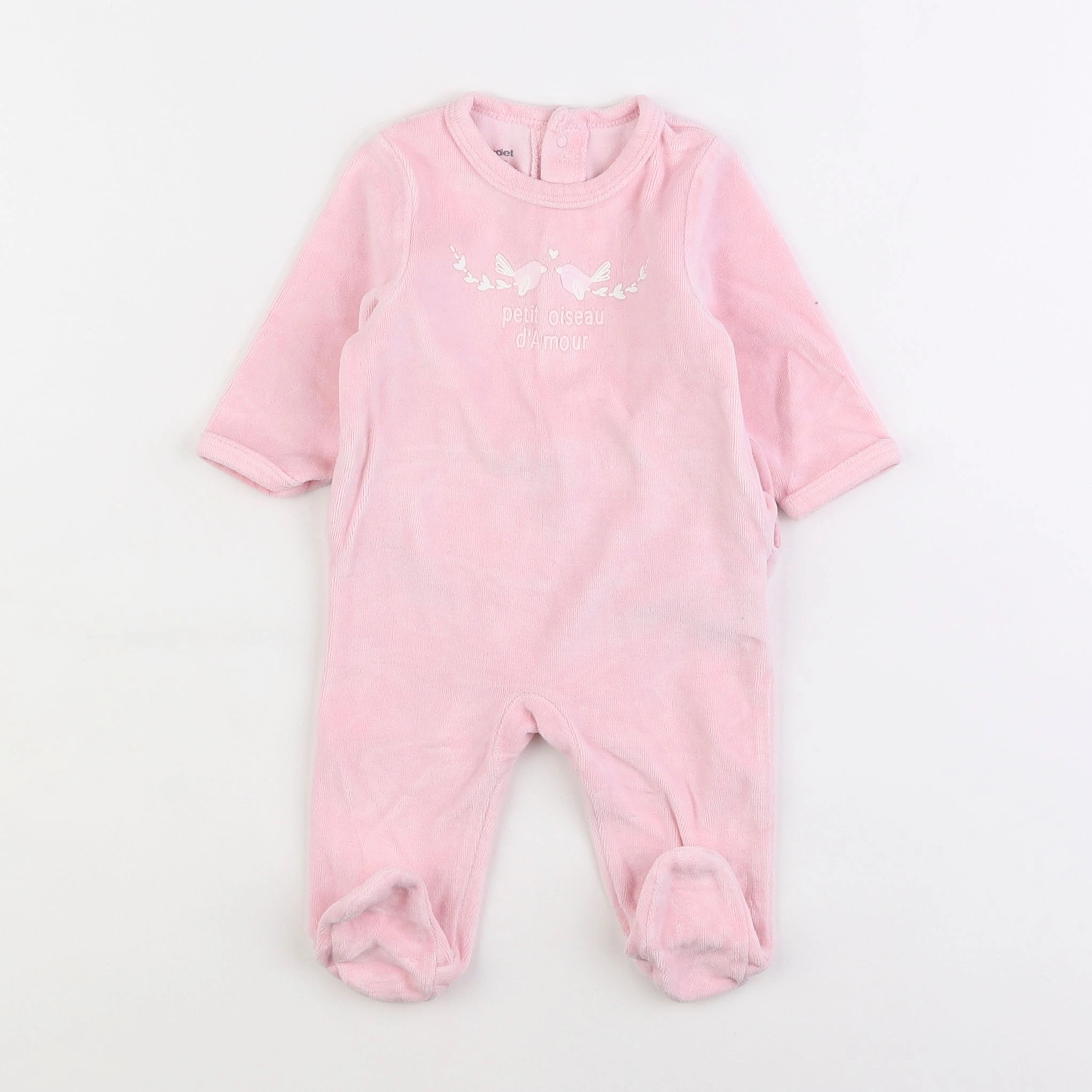 Vertbaudet - pyjama velours rose - 3 mois