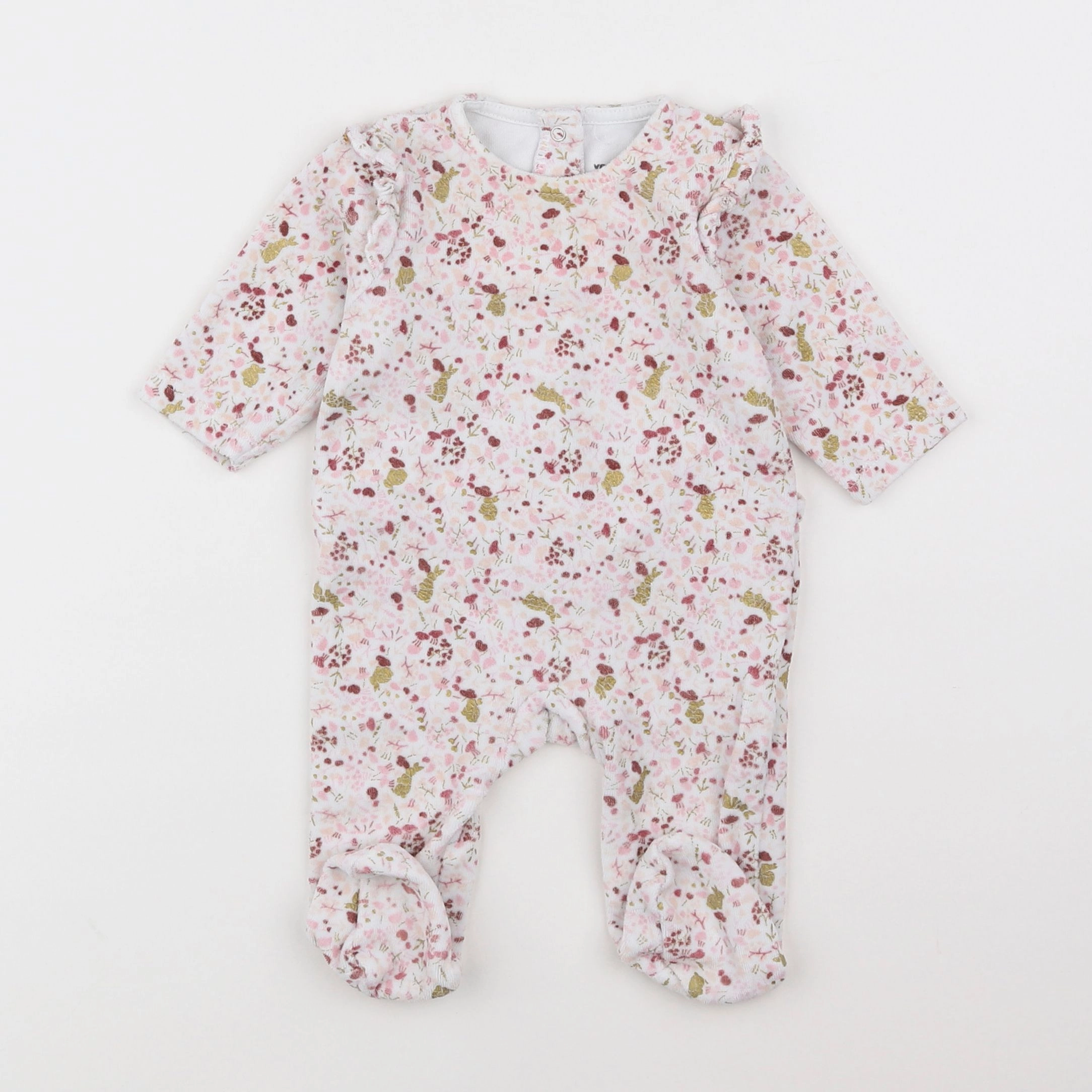 Vertbaudet - pyjama velours rose - 3 mois