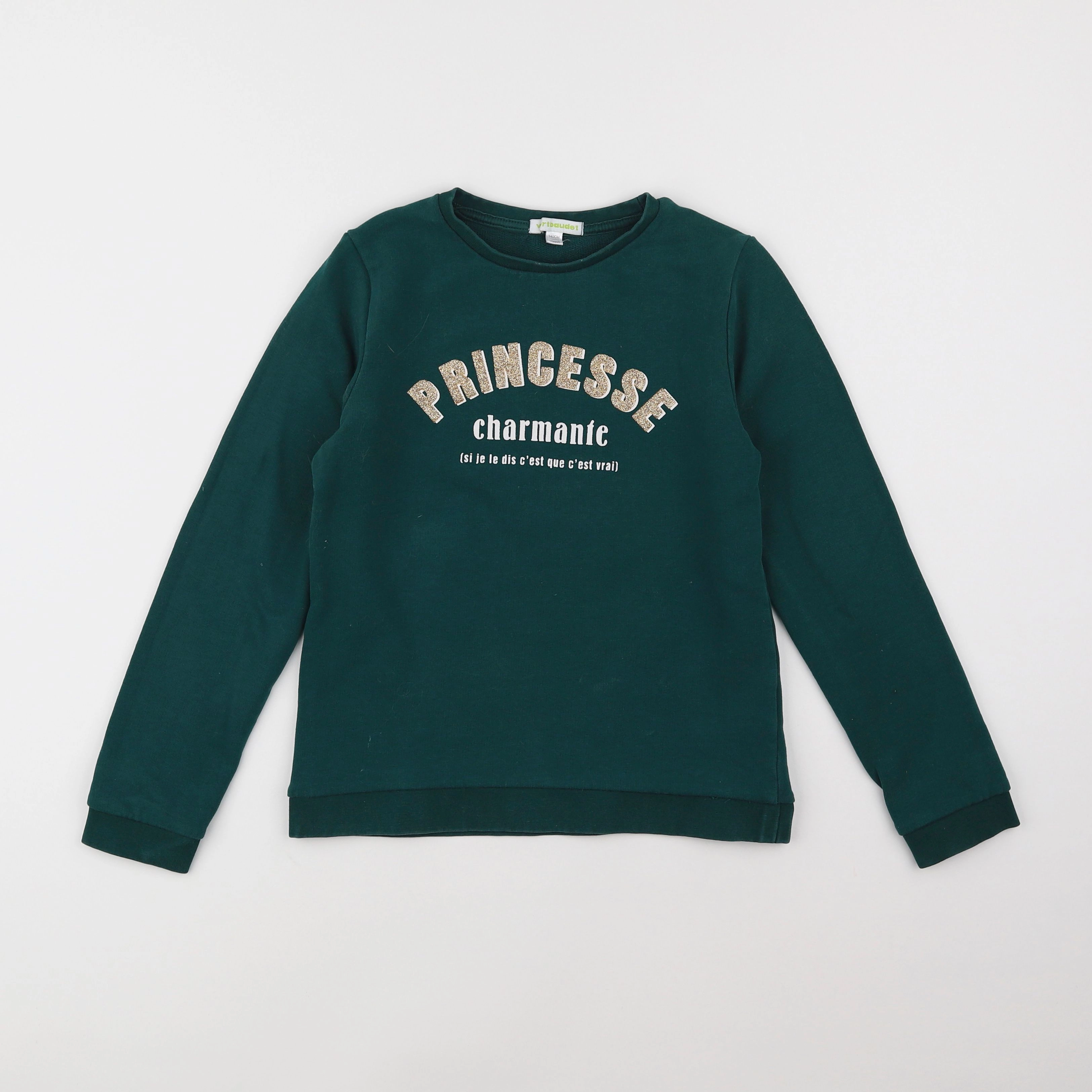 Vertbaudet - sweat vert, or - 10 ans