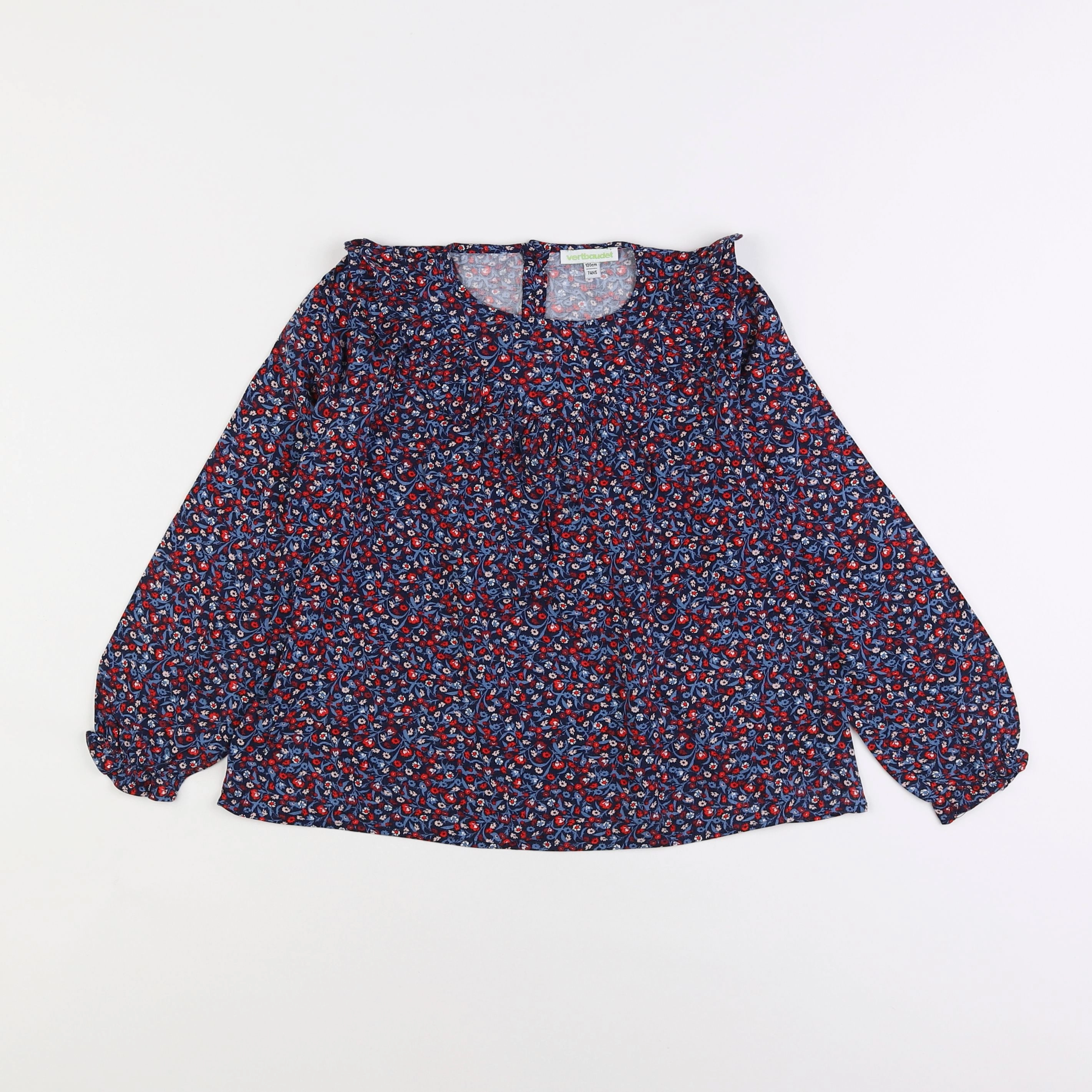 Vertbaudet - blouse bleu, rouge - 7 ans