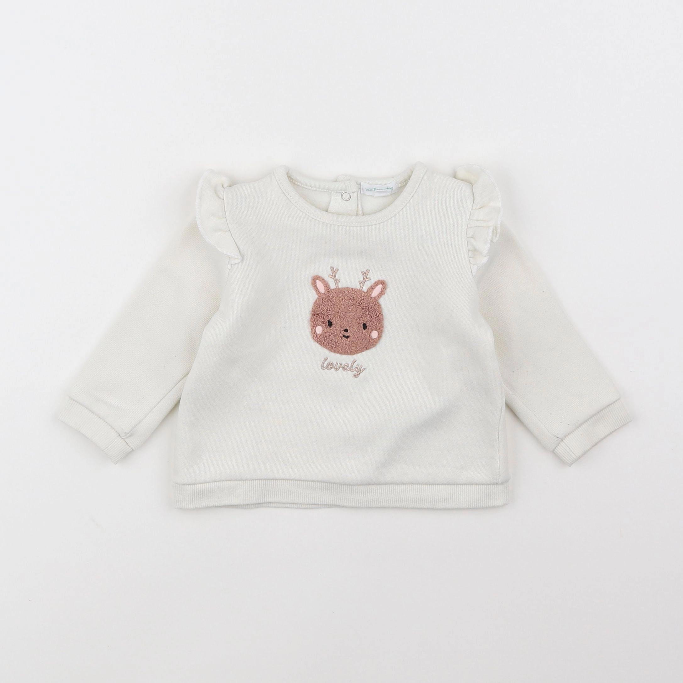 Vertbaudet - sweat blanc, beige - 6 mois