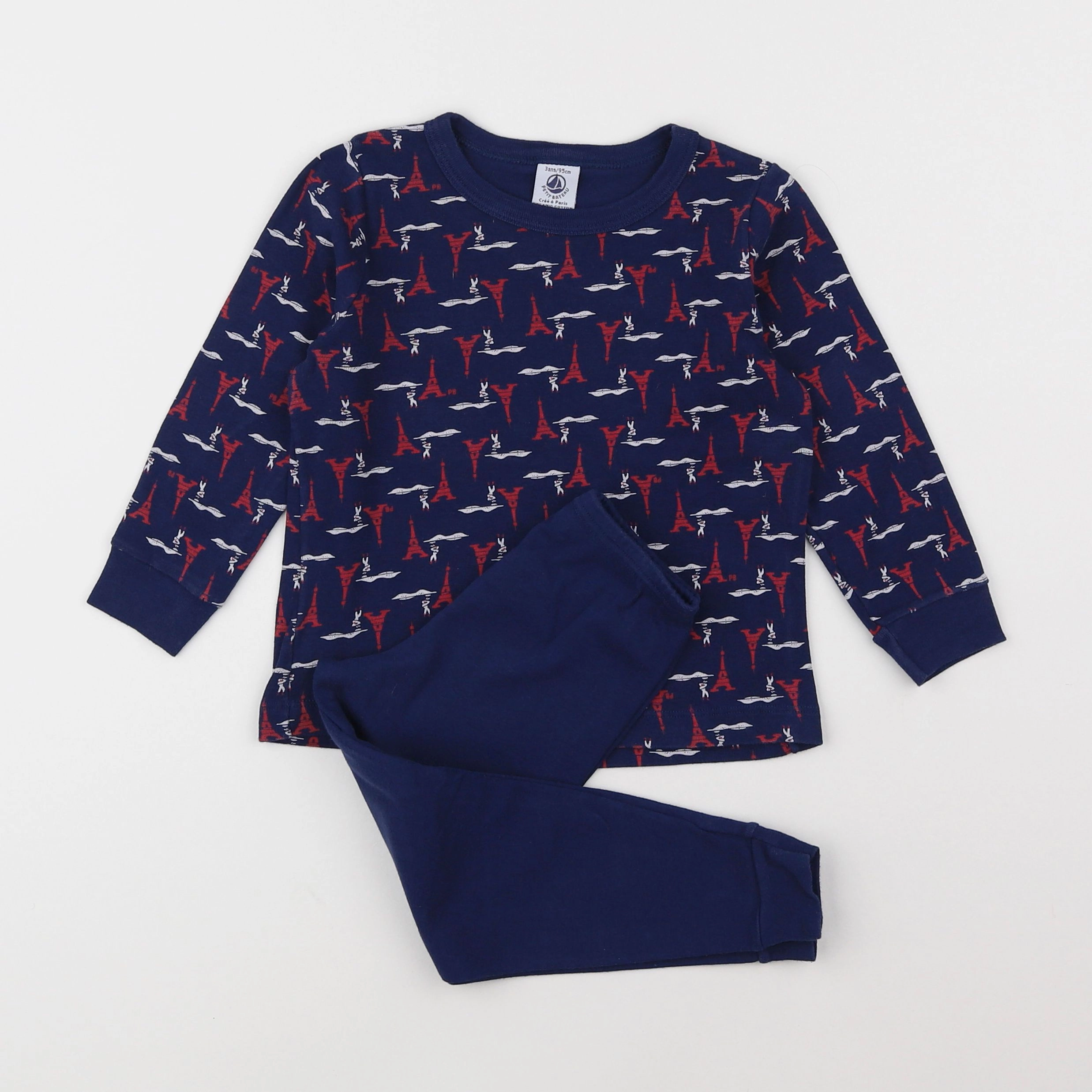 Petit Bateau - pyjama coton bleu - 3 ans