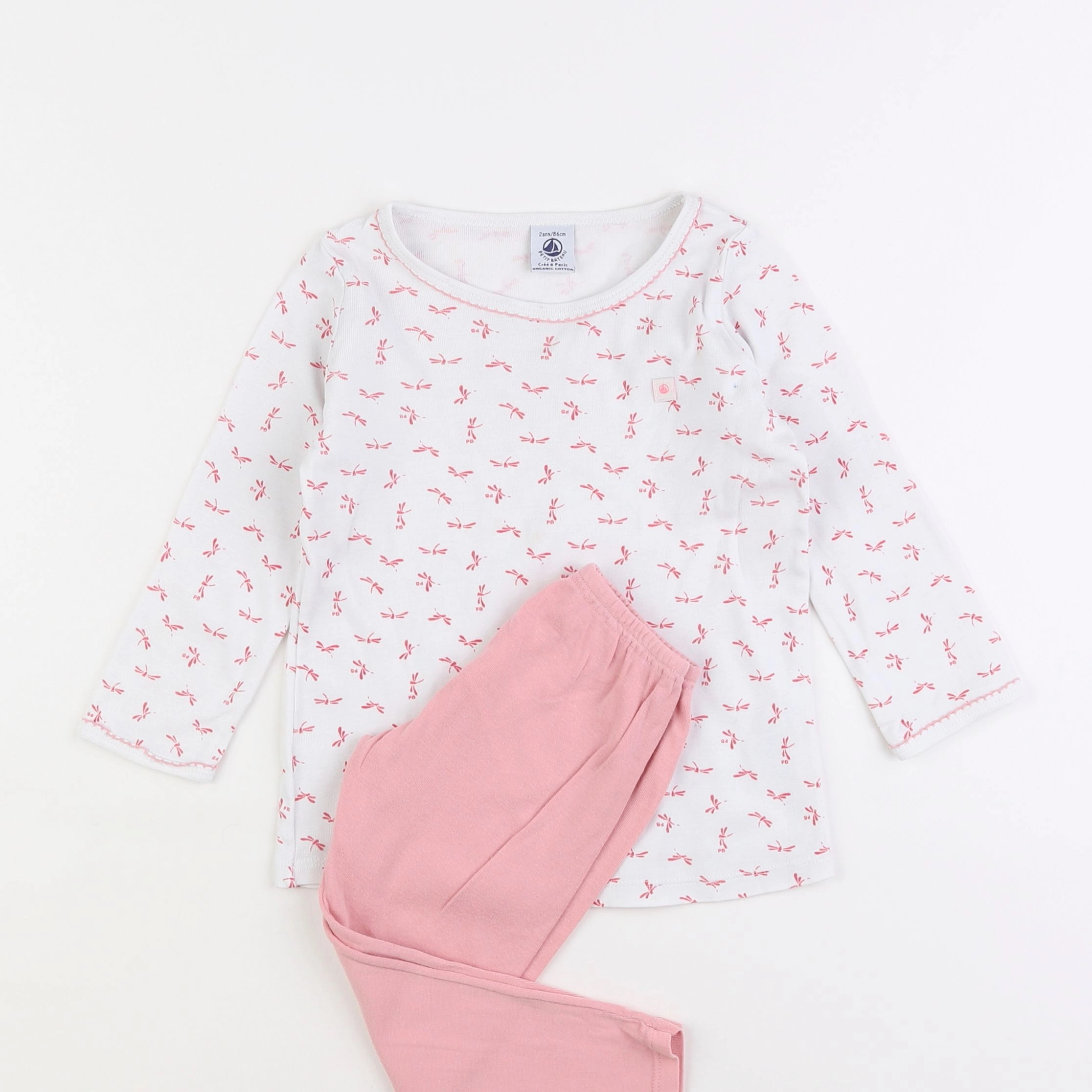 Petit Bateau - pyjama coton rose - 2 ans