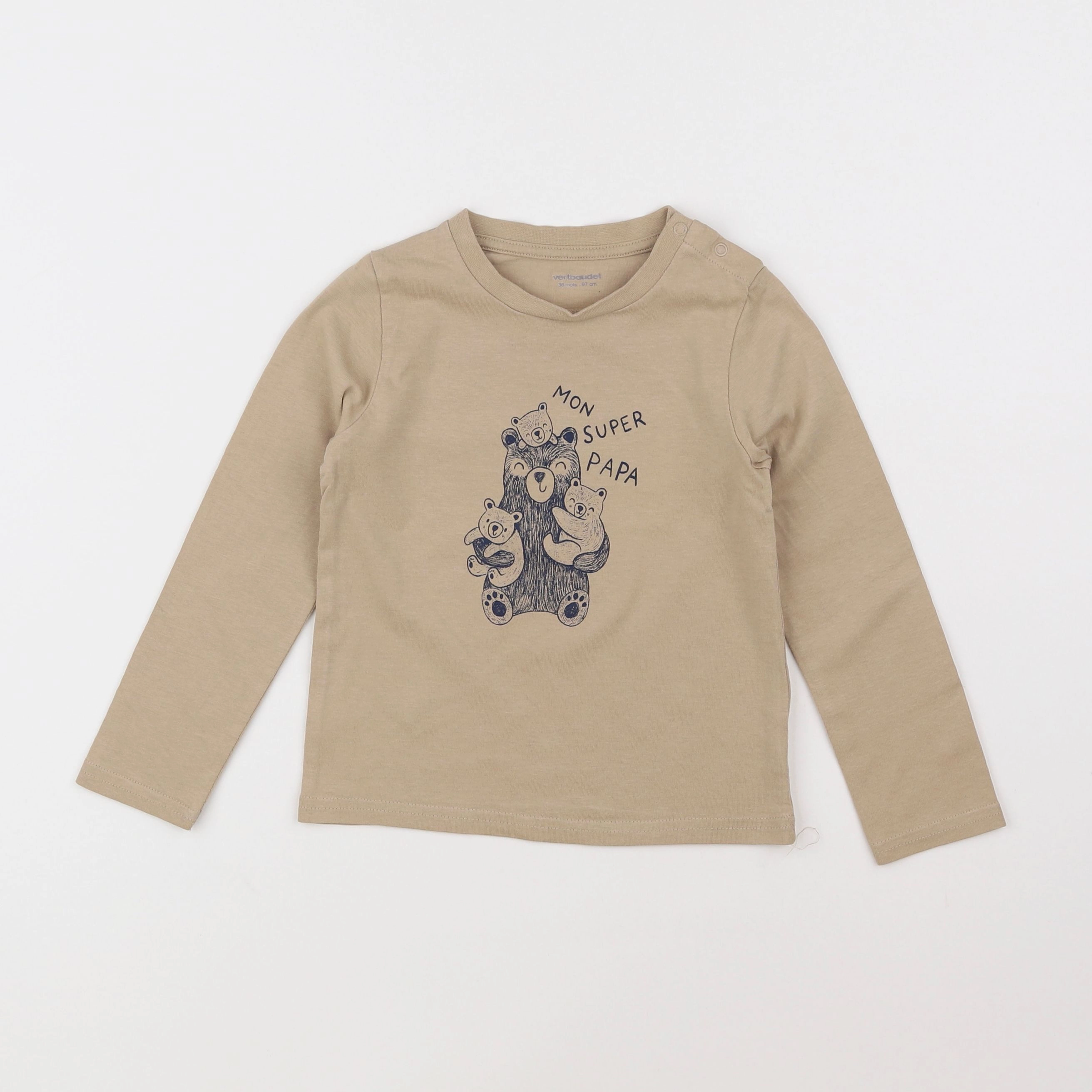 Vertbaudet - tee-shirt beige - 3 ans