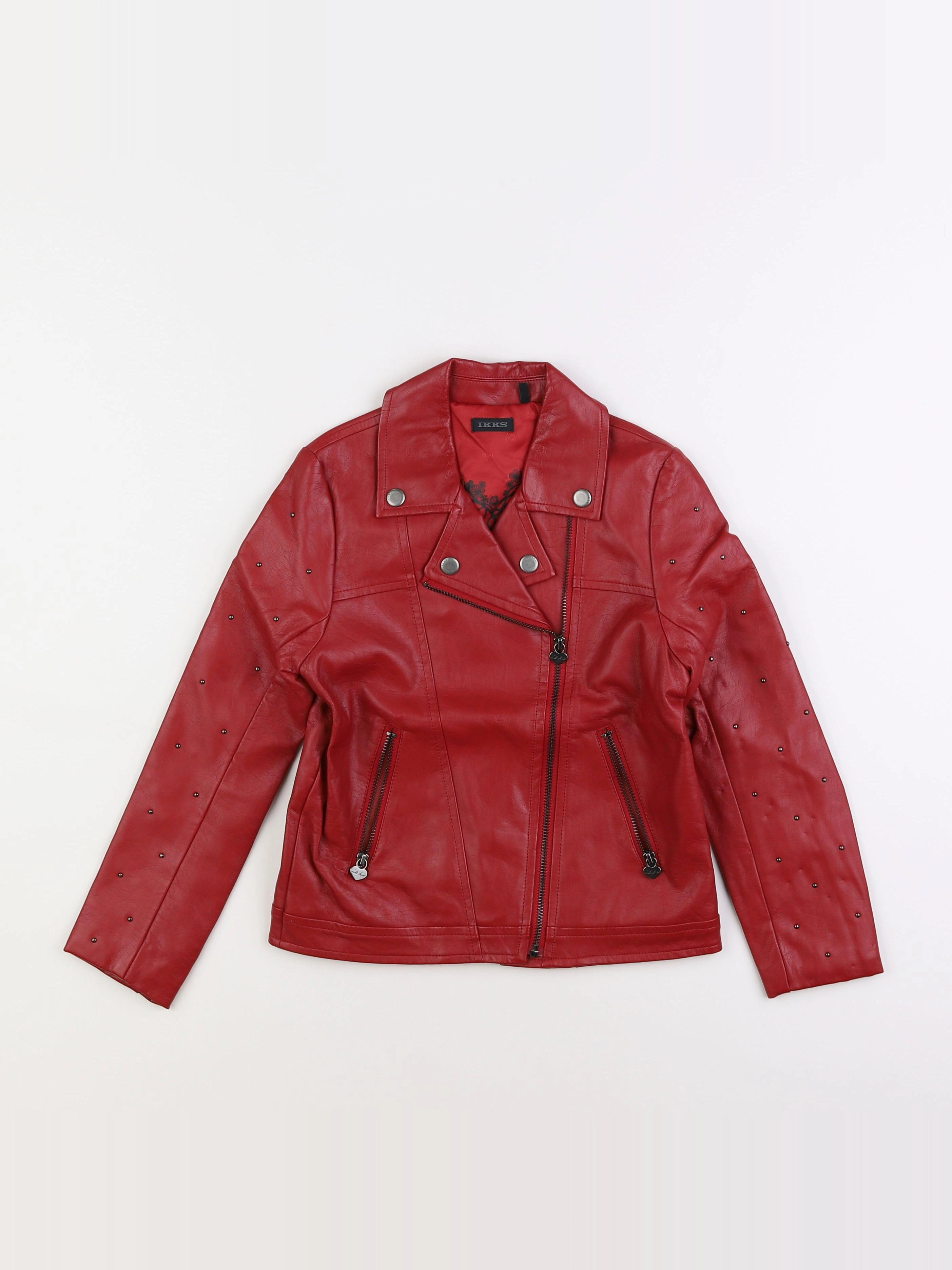 IKKS - veste simili cuir rouge - 8 ans