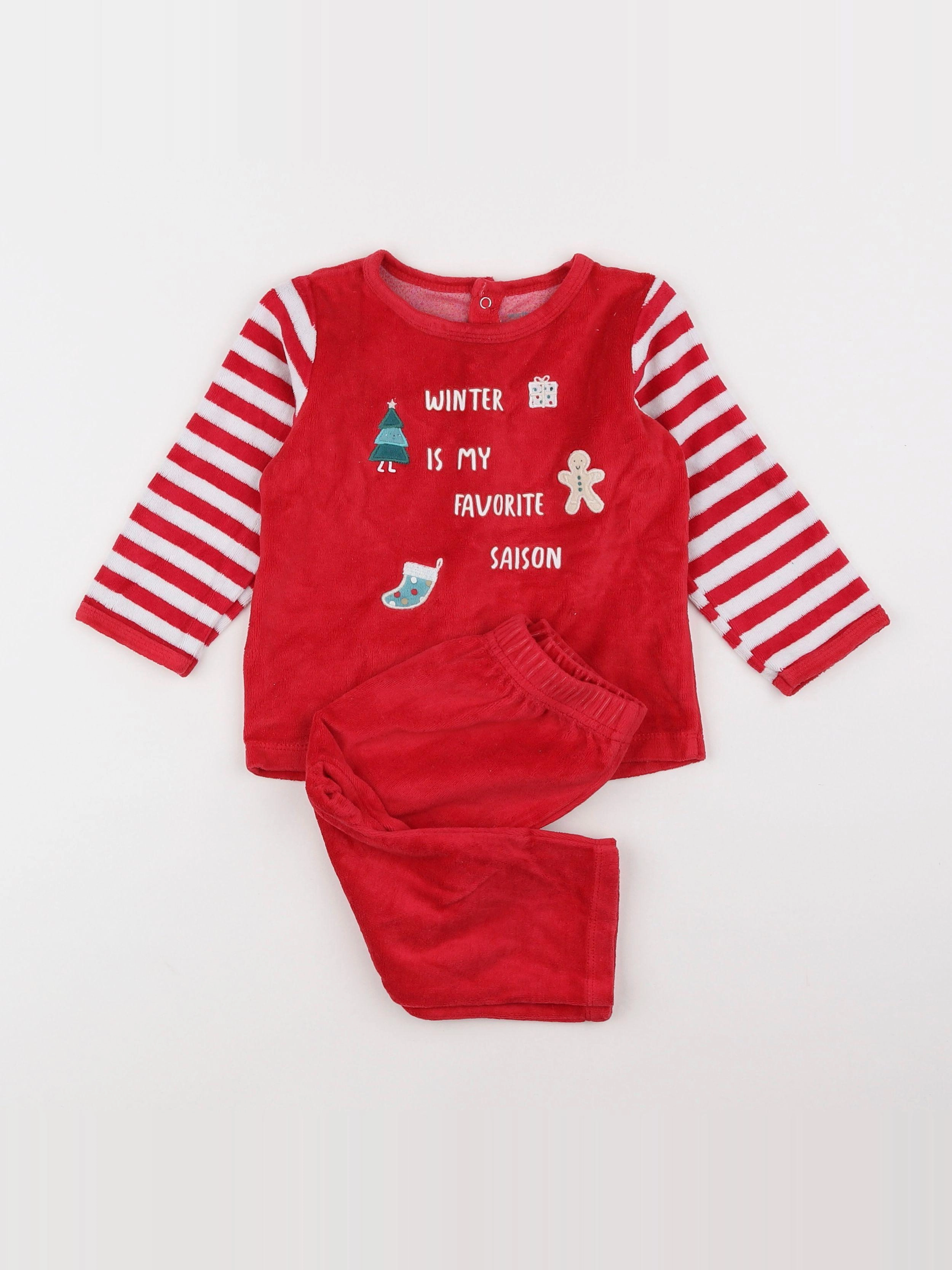 Vertbaudet - pyjama velours rouge - 18 mois