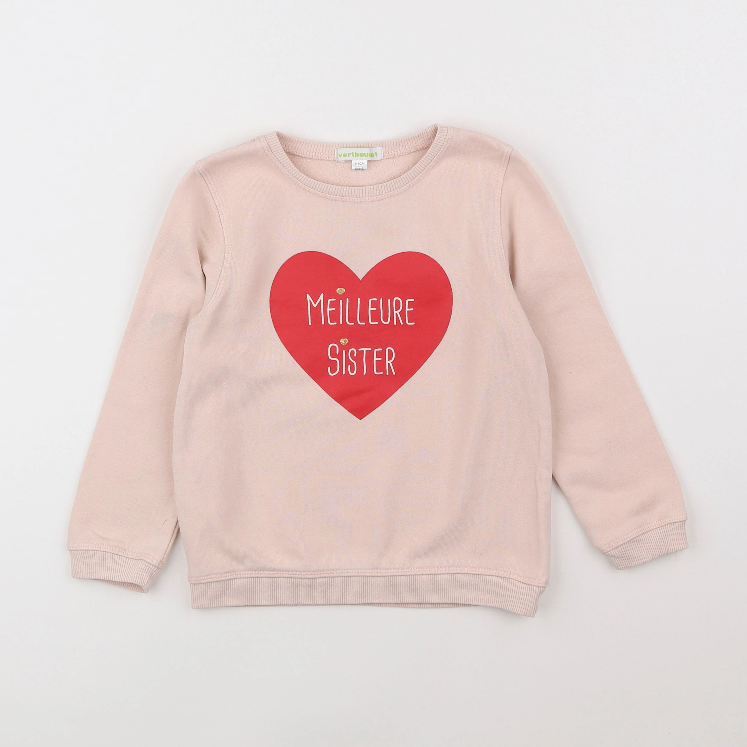 Vertbaudet - sweat rose - 6 ans