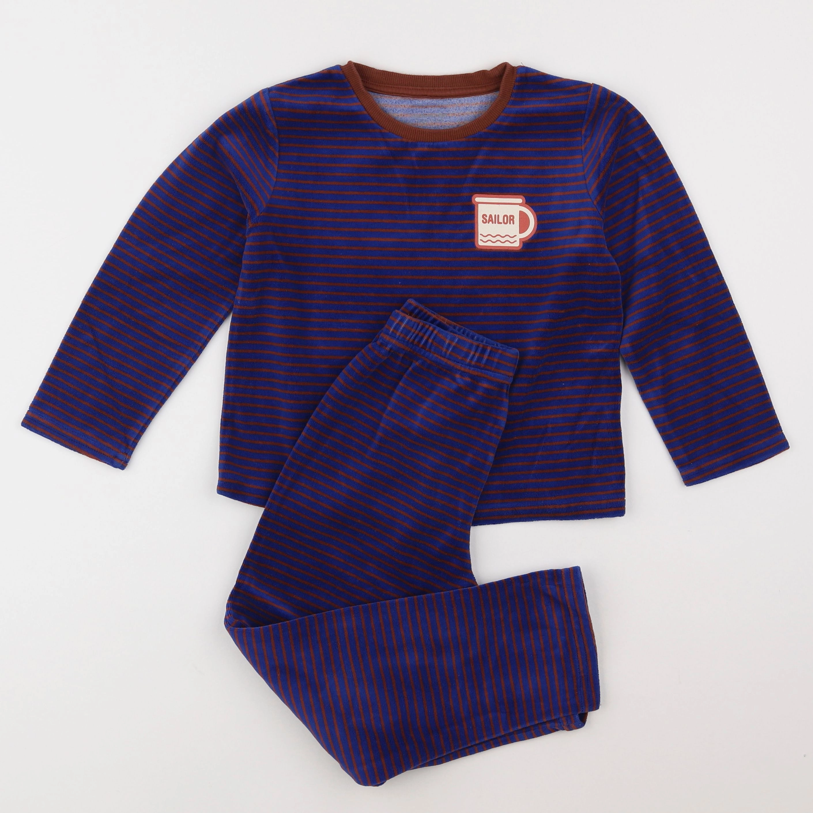 Vertbaudet - pyjama velours bleu, rouge - 6 ans