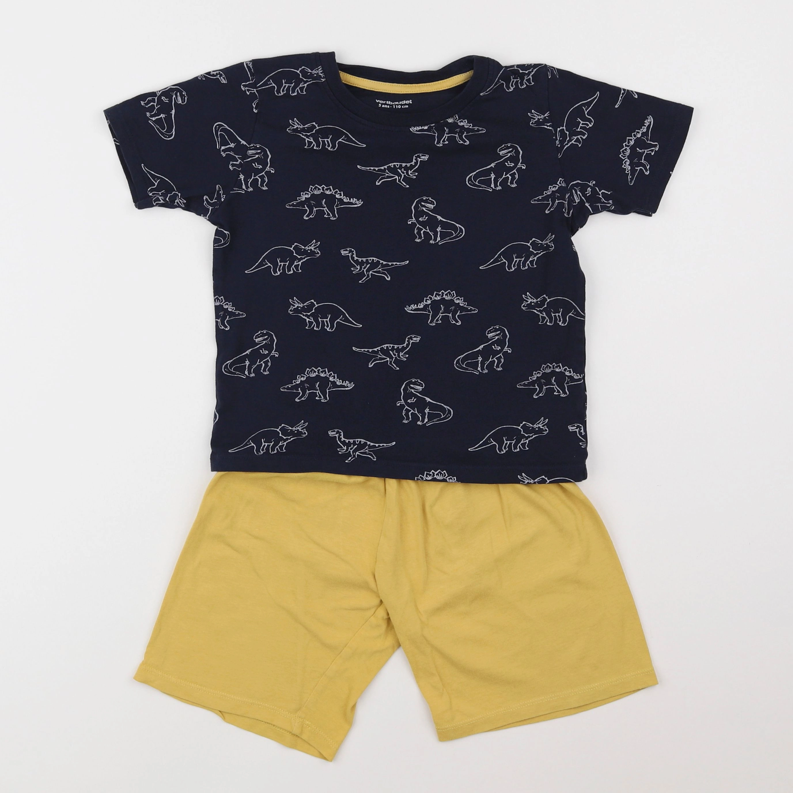 Vertbaudet - pyjama coton jaune, bleu - 5 ans