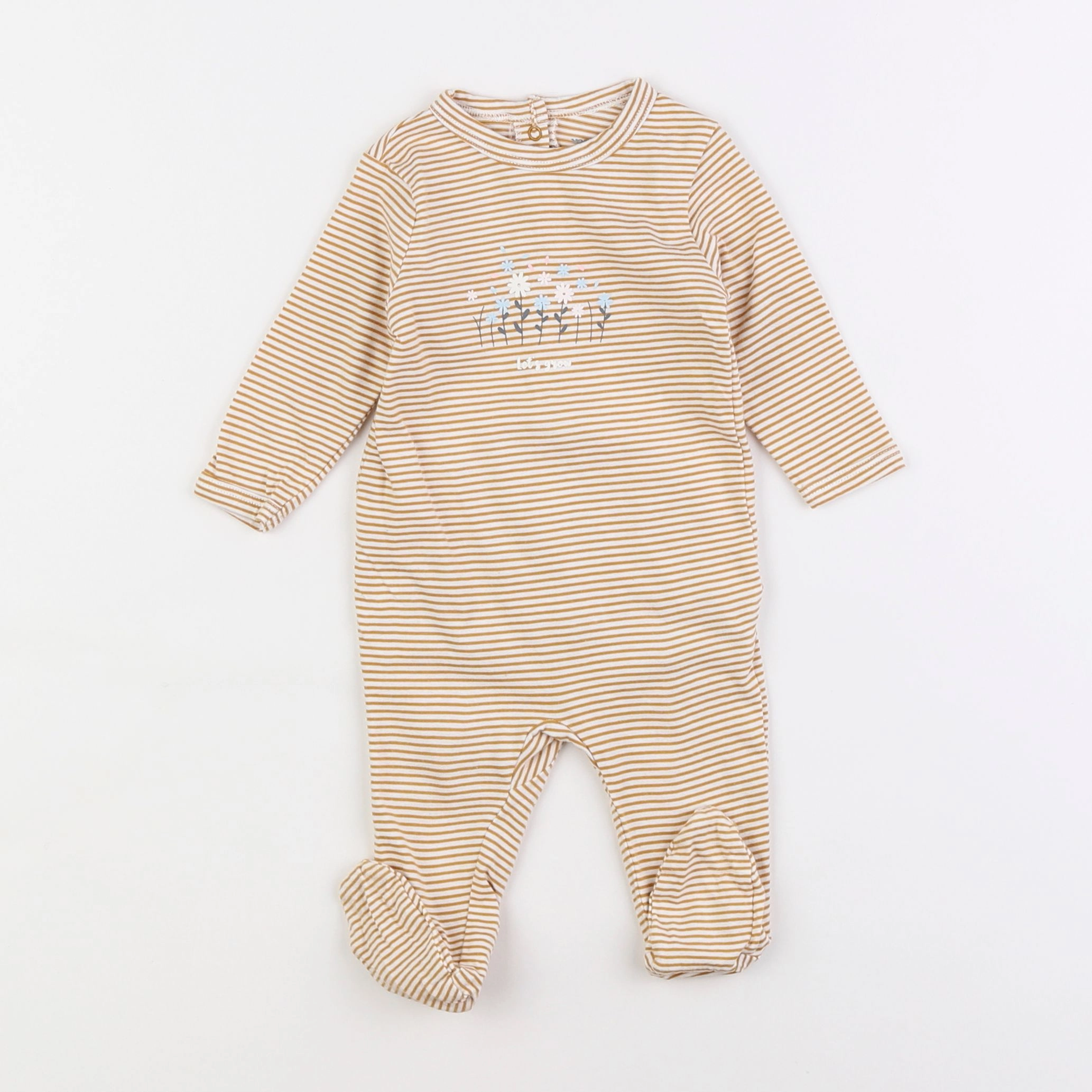 Vertbaudet - pyjama coton beige - 3 mois