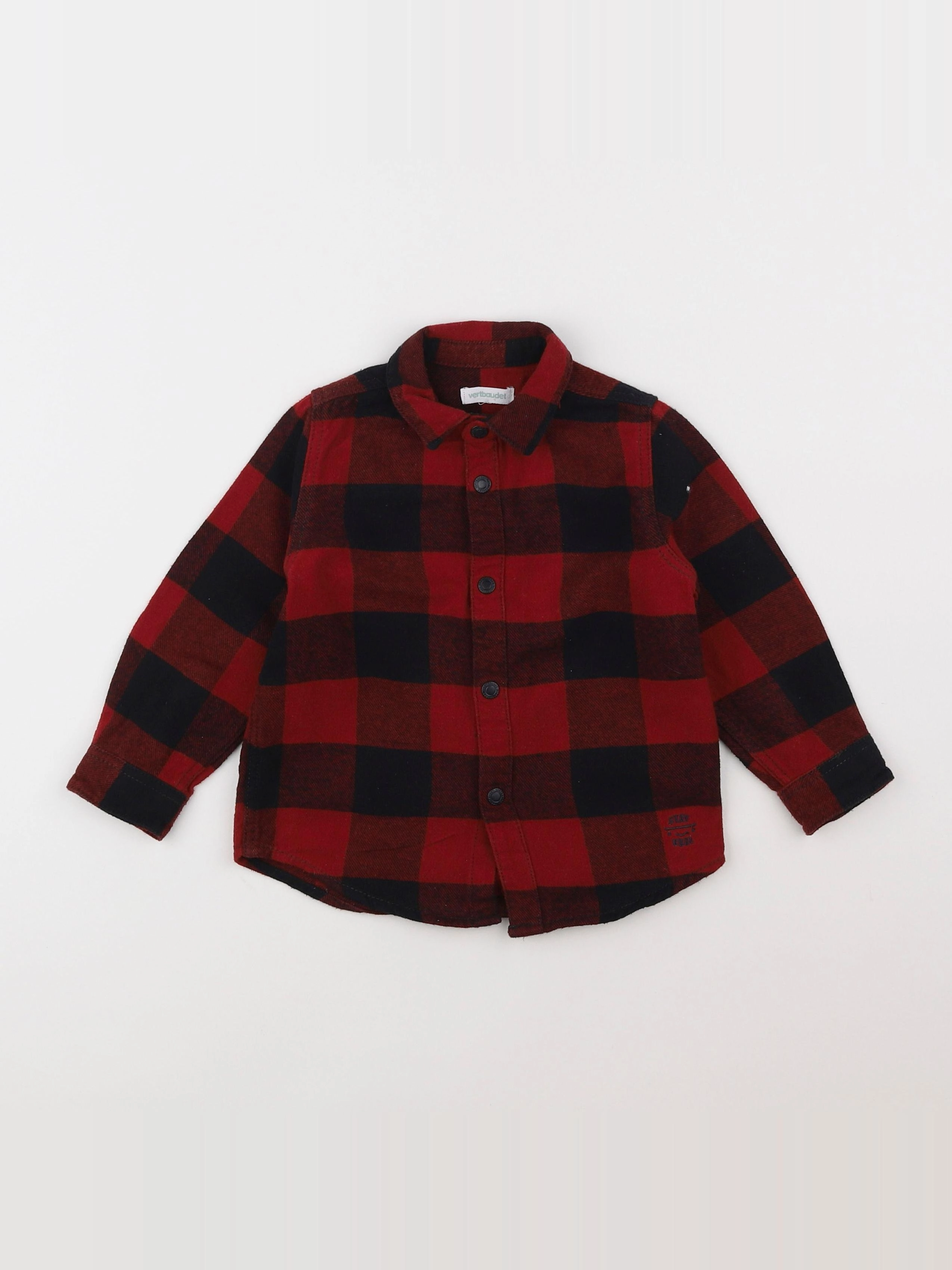 Vertbaudet - chemise rouge, noir - 3 ans