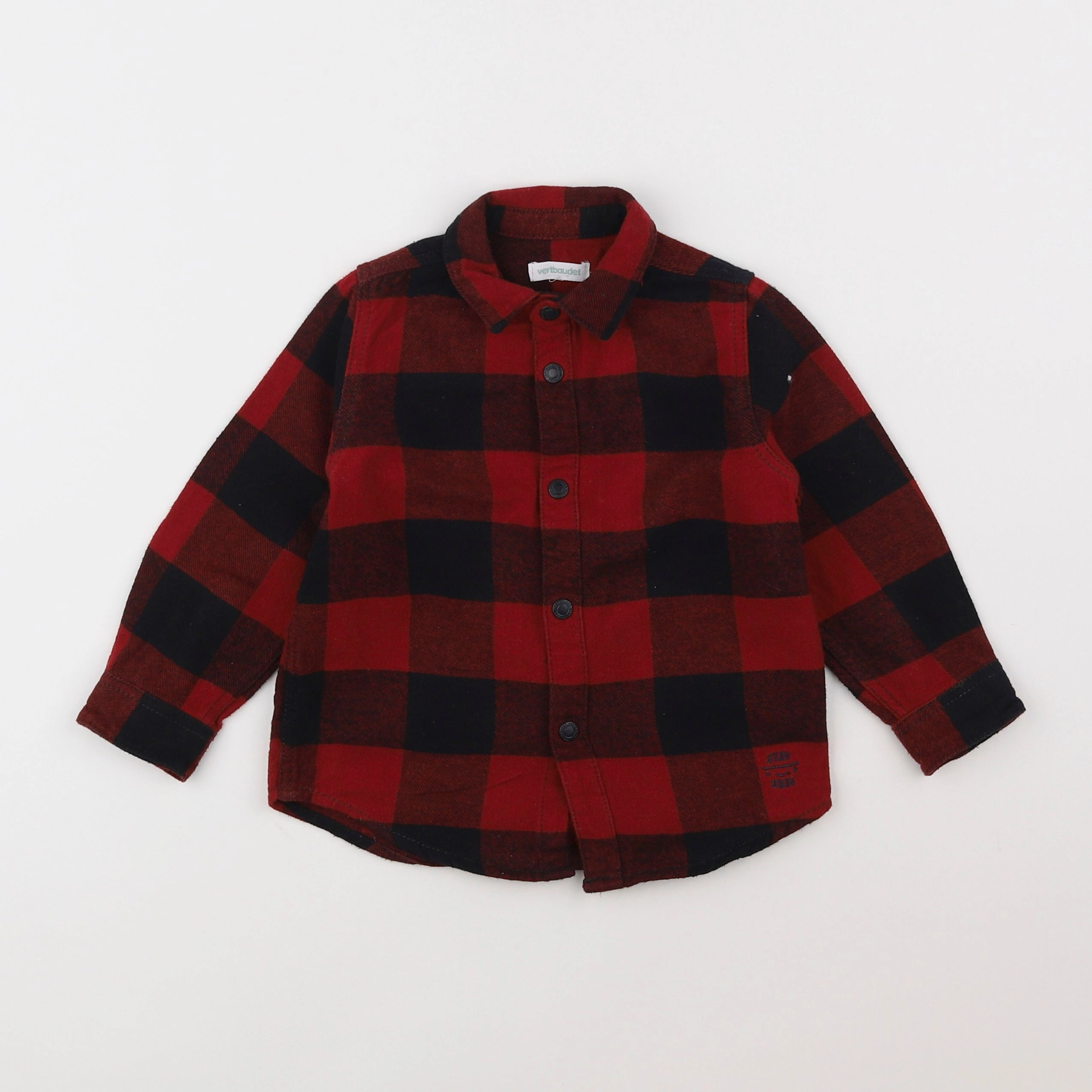 Vertbaudet - chemise rouge, noir - 3 ans