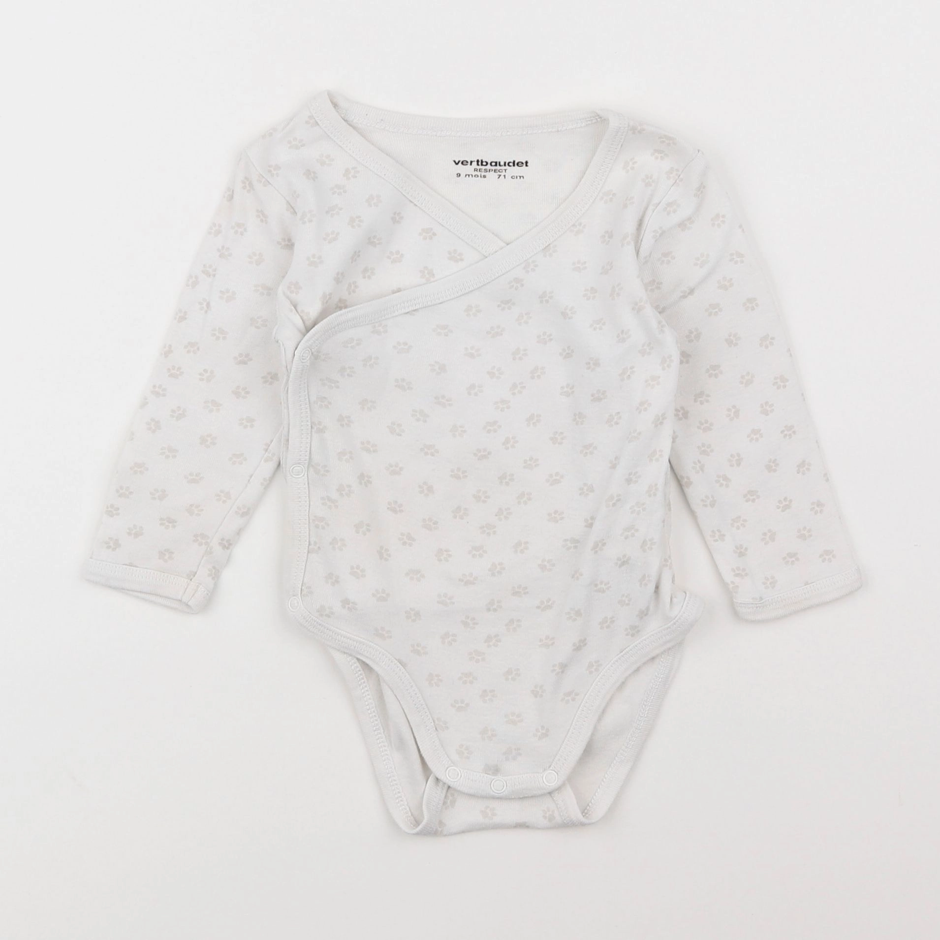 Vertbaudet - body blanc, gris - 9 mois