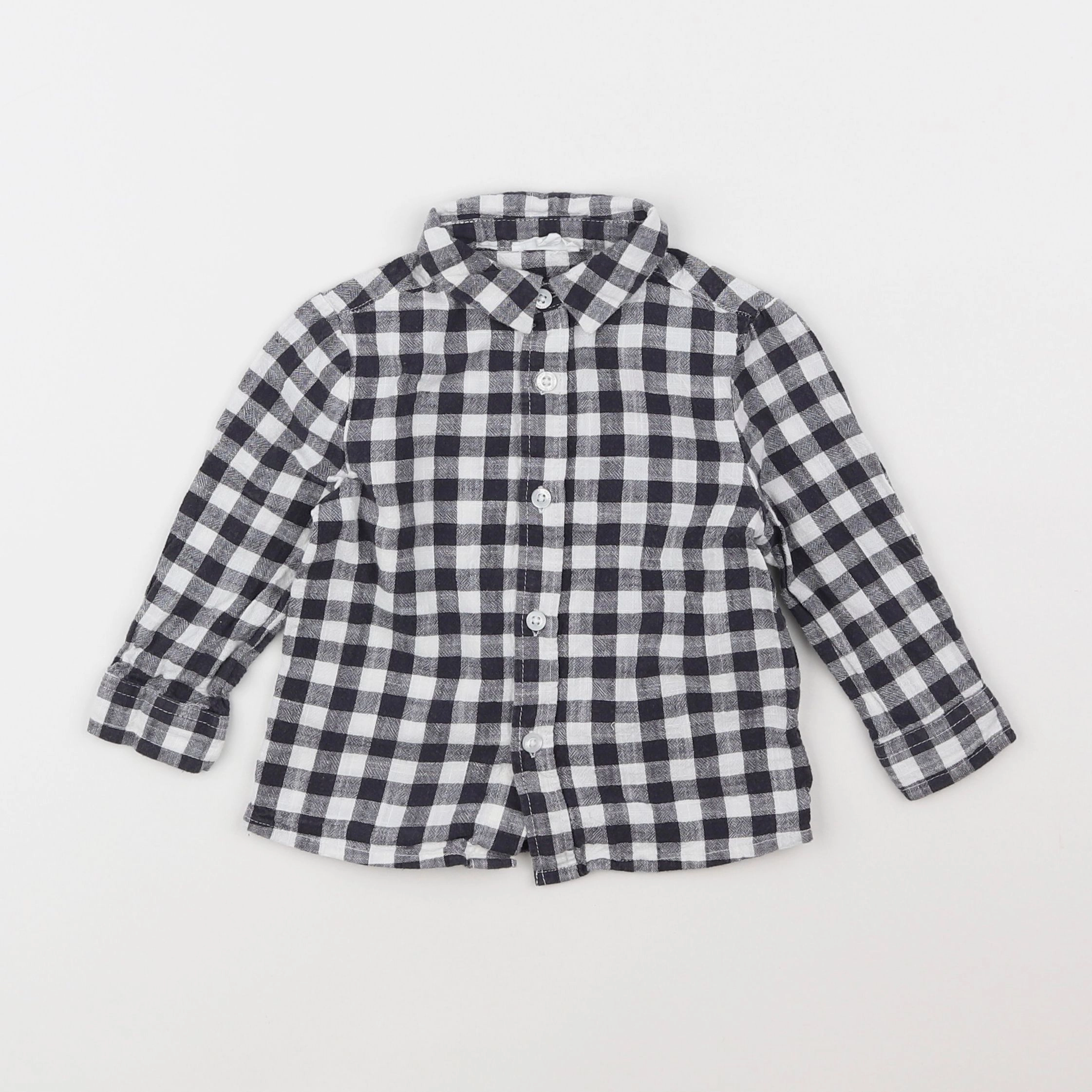 Vertbaudet - chemise gris, blanc - 2 ans